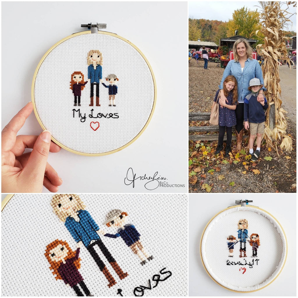 Custom Family Cross Stitch Portrait