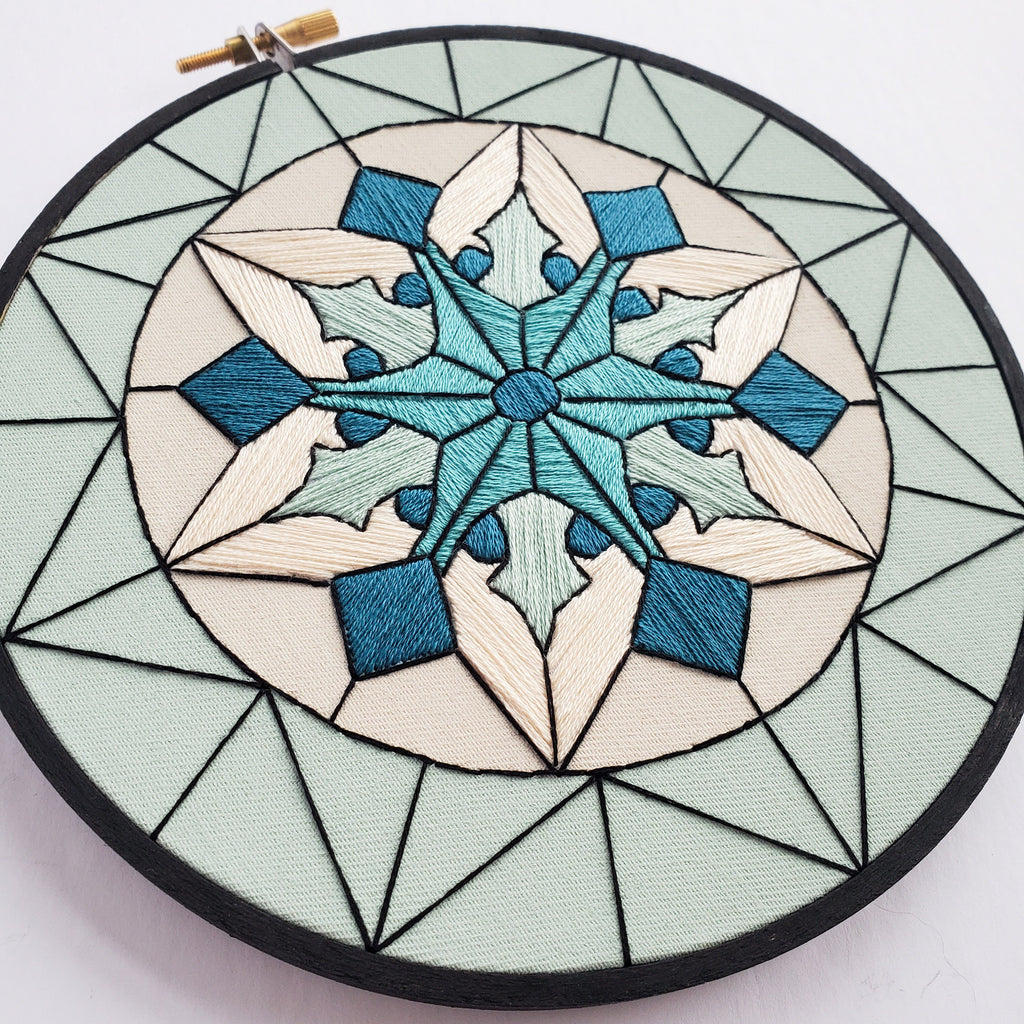 JANUARY Monthly Series Stained Glass Snowflake- PDF Digital Download Embroidery Pattern & Guide