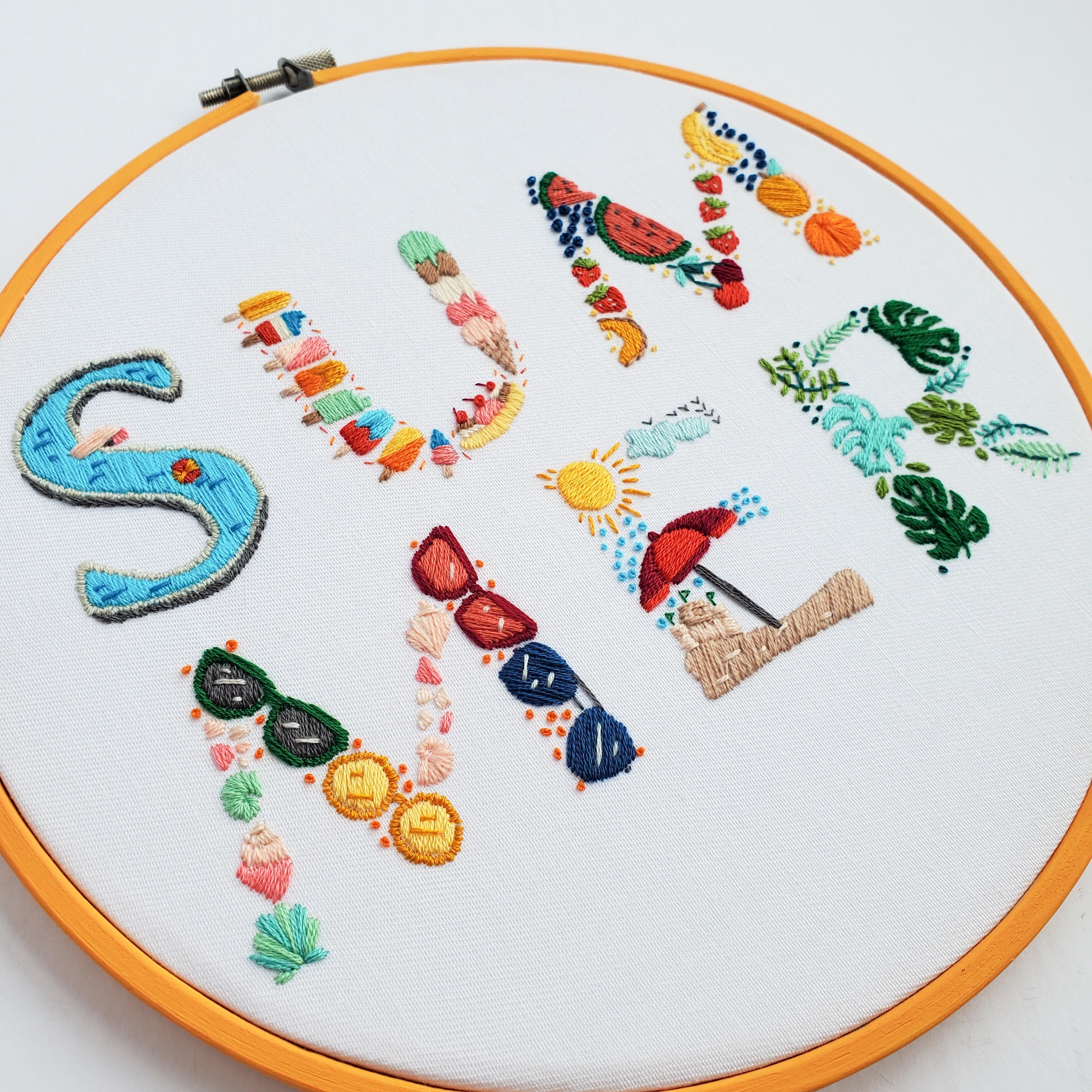Summer Text - PDF Digital Download Embroidery Pattern & Guide
