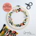 Floral Wreath #02 - PDF Digital Download Embroidery Pattern & Guide