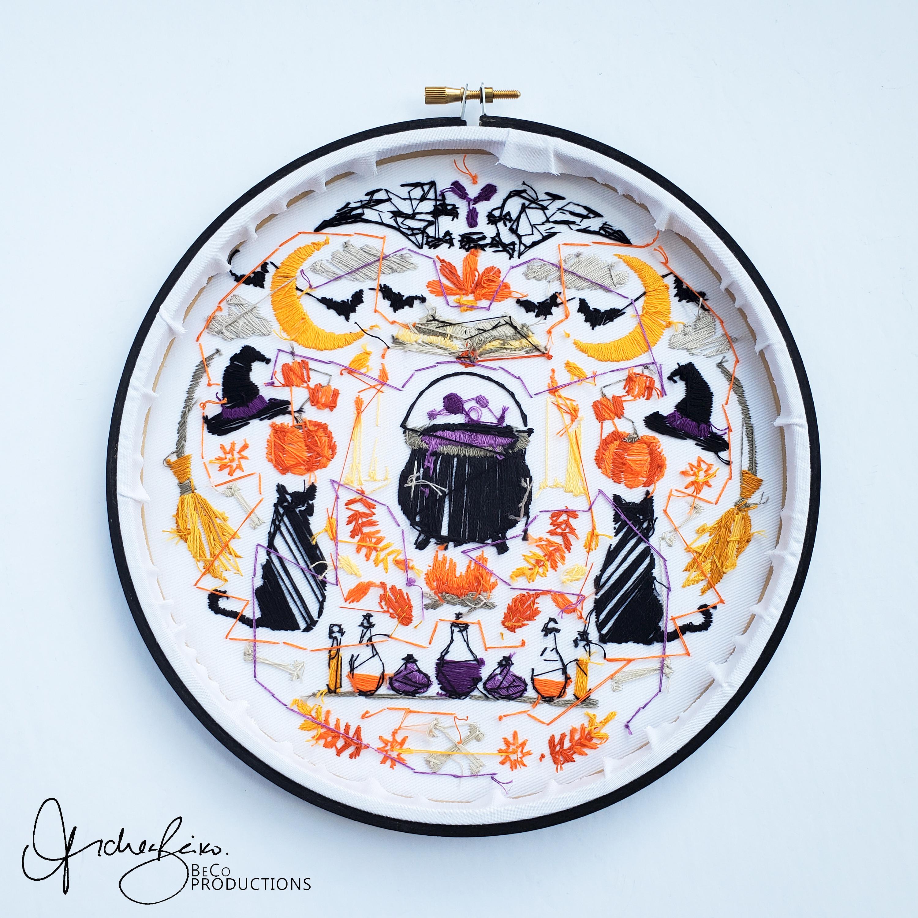 Witch Folk Art Inspired Series - PDF Digital Download Embroidery Pattern & Guide