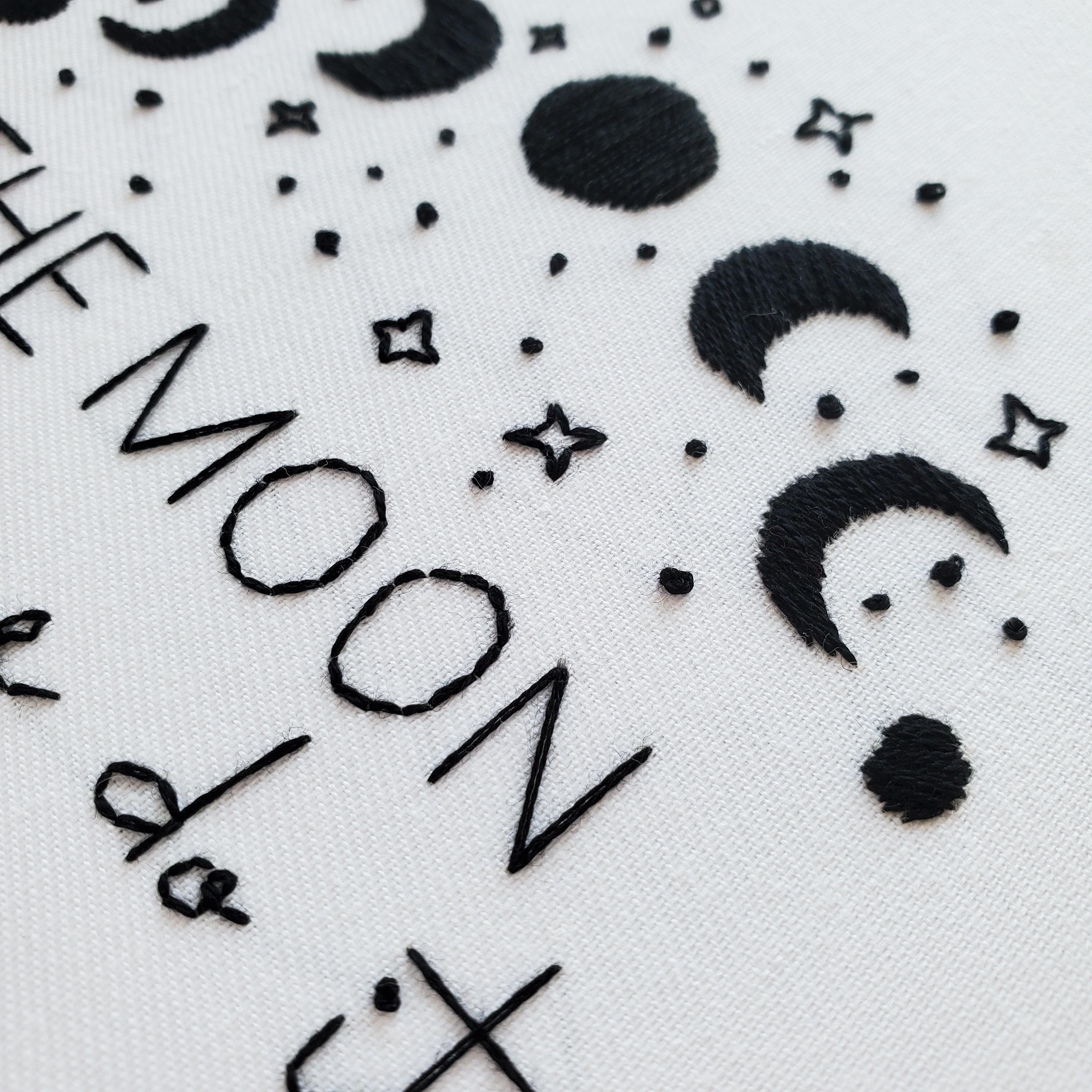 The Moon Made Me Do It - Moon Phase Design - PDF Digital Download Embroidery Pattern & Guide