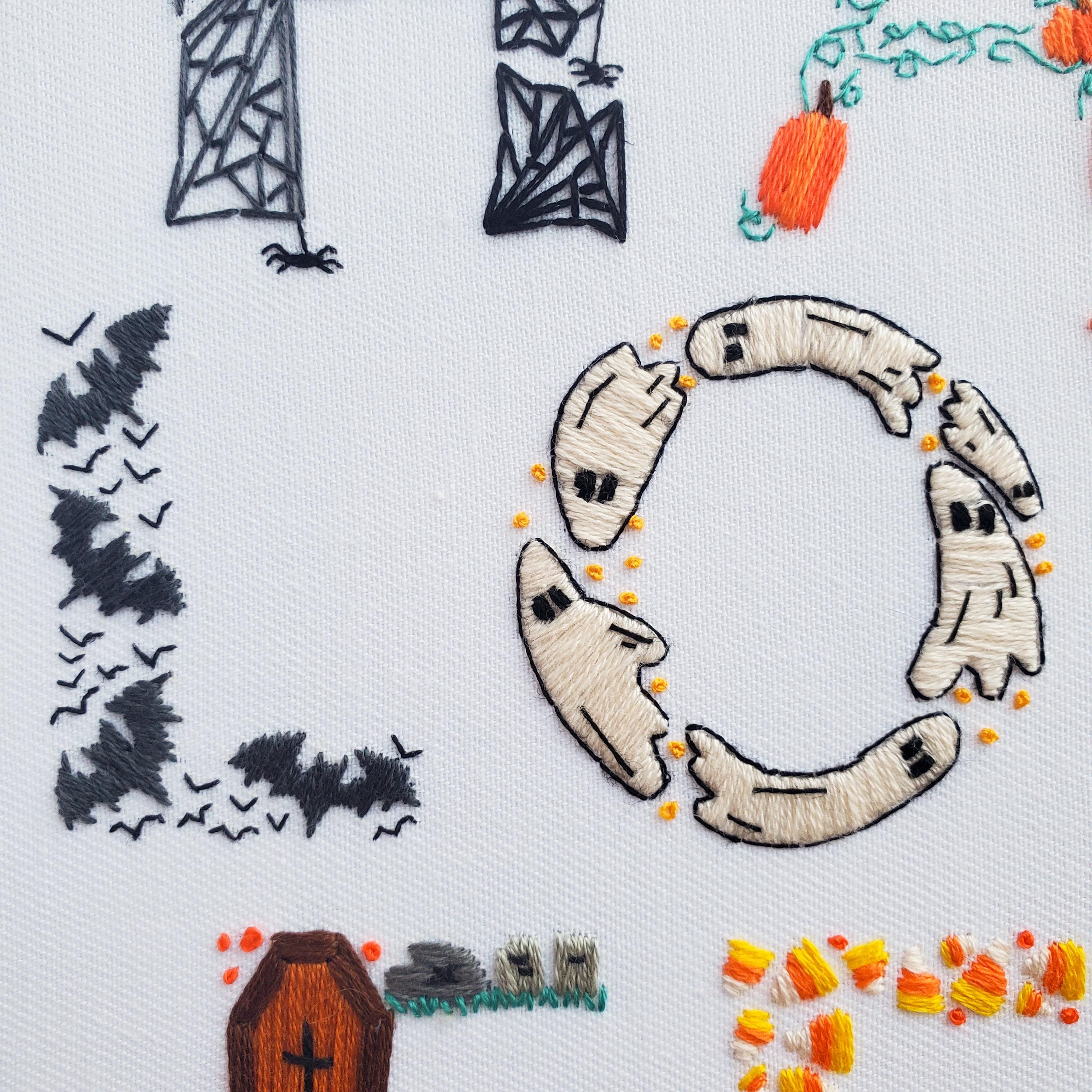 HALLOWEEN Text - PDF Digital Download Embroidery Pattern & Guide