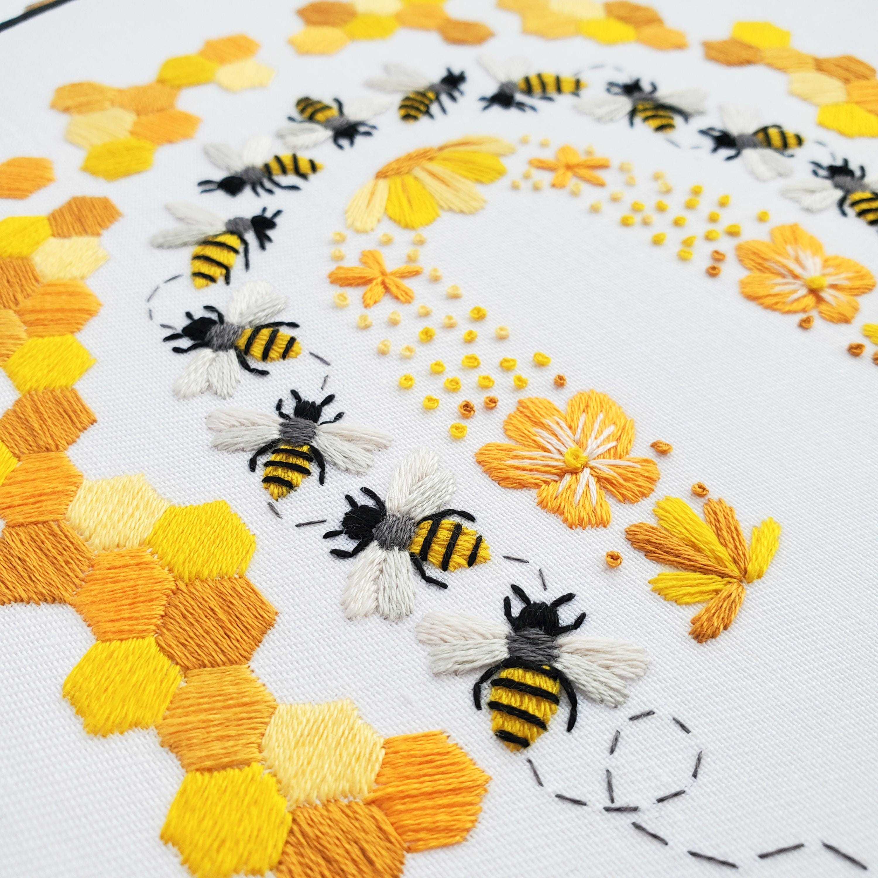 Bee Rainbow - PDF Digital Download Embroidery Pattern & Guide