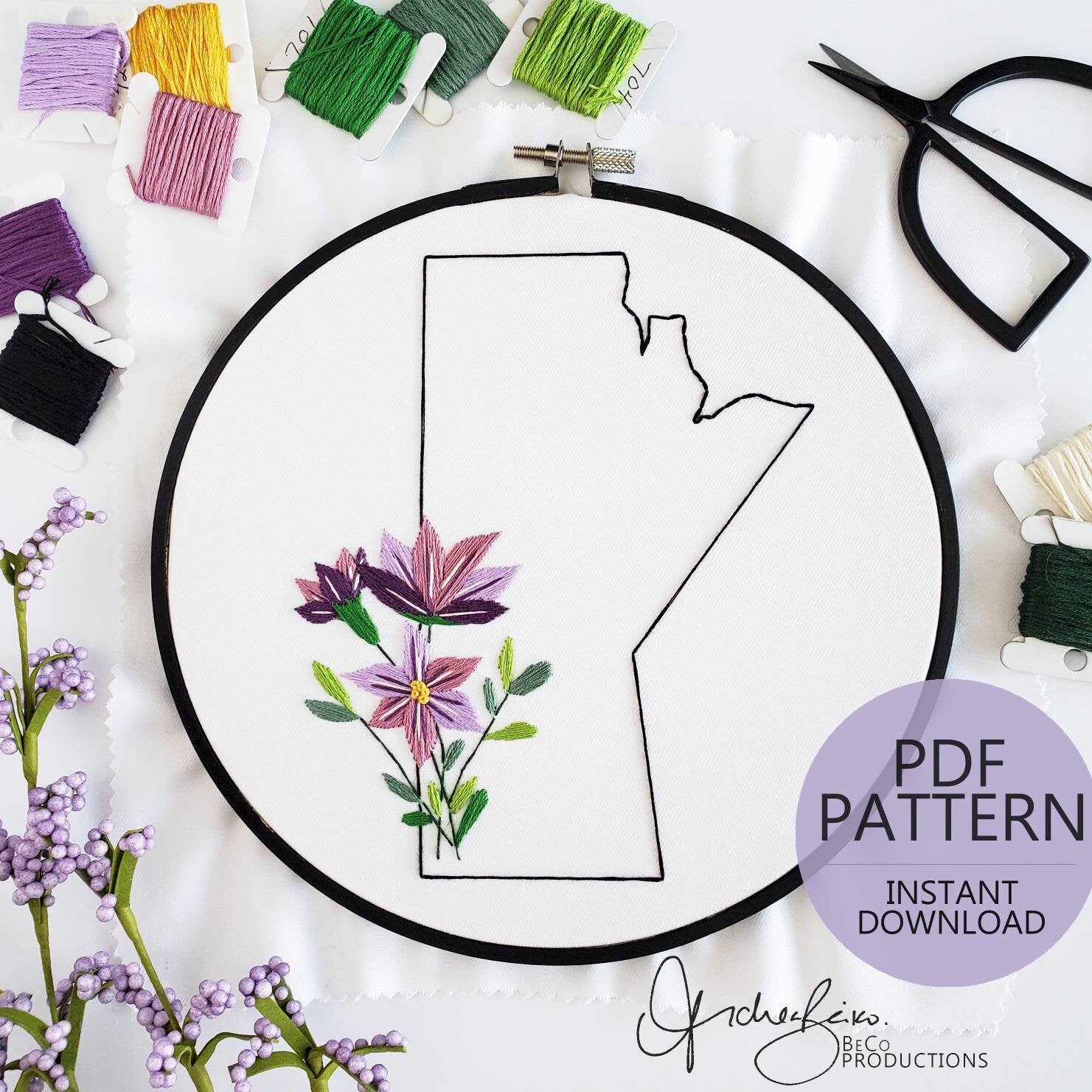 Manitoba Province - PDF Digital Download Embroidery Pattern & Guide