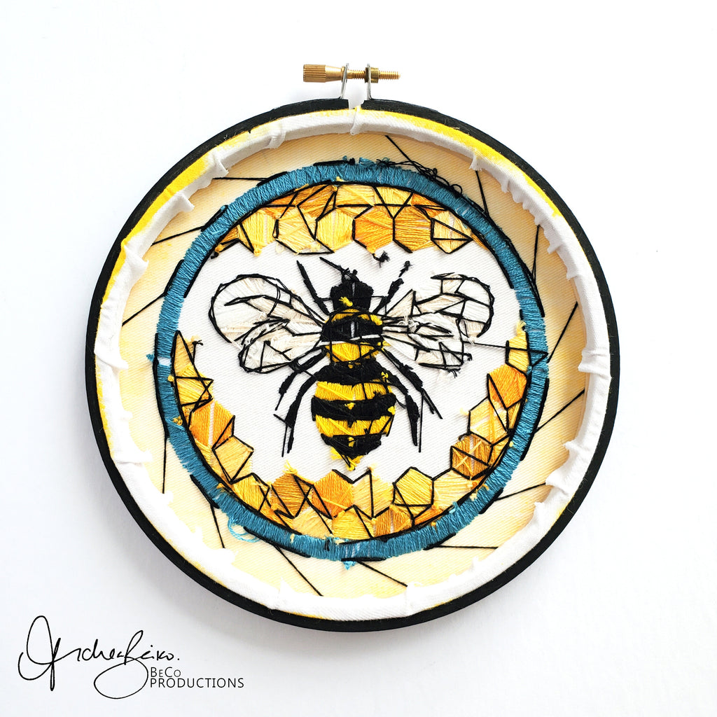 MAY Monthly Series Stained Glass Honey Bee- PDF Digital Download Embroidery Pattern & Guide