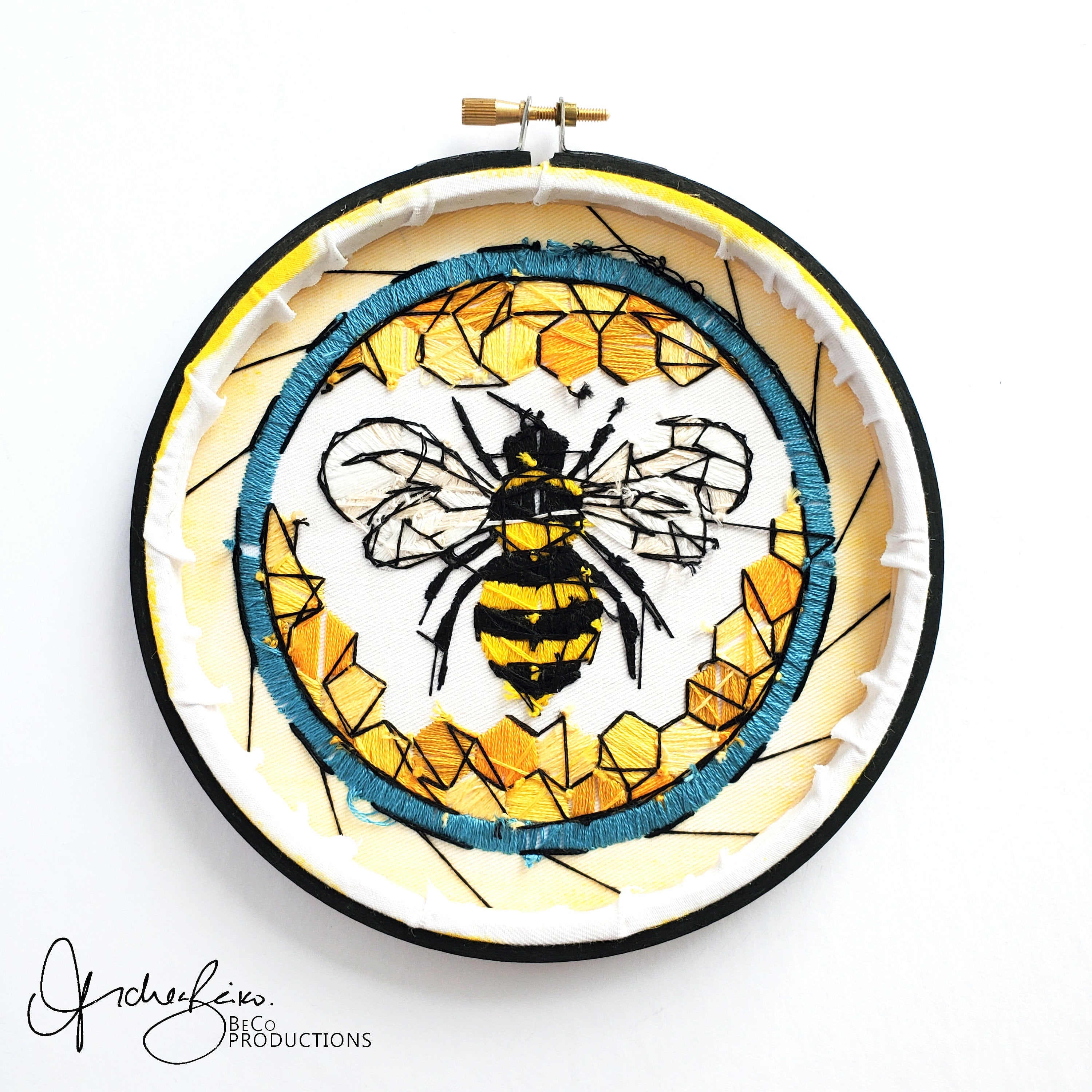 MAY Monthly Series Stained Glass Honey Bee- PDF Digital Download Embroidery Pattern & Guide