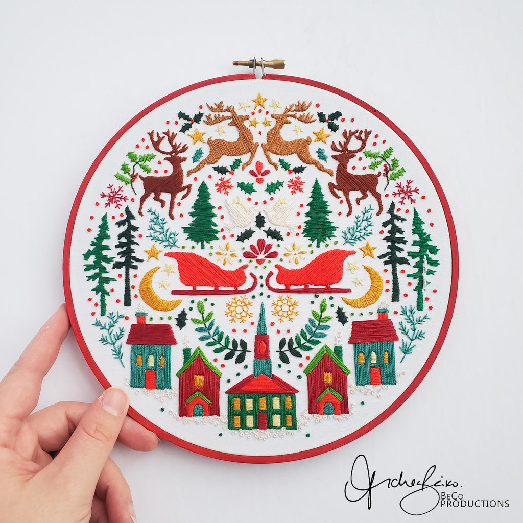 Christmas Folk Art Inspired Series - PDF Digital Download Embroidery Pattern & Guide