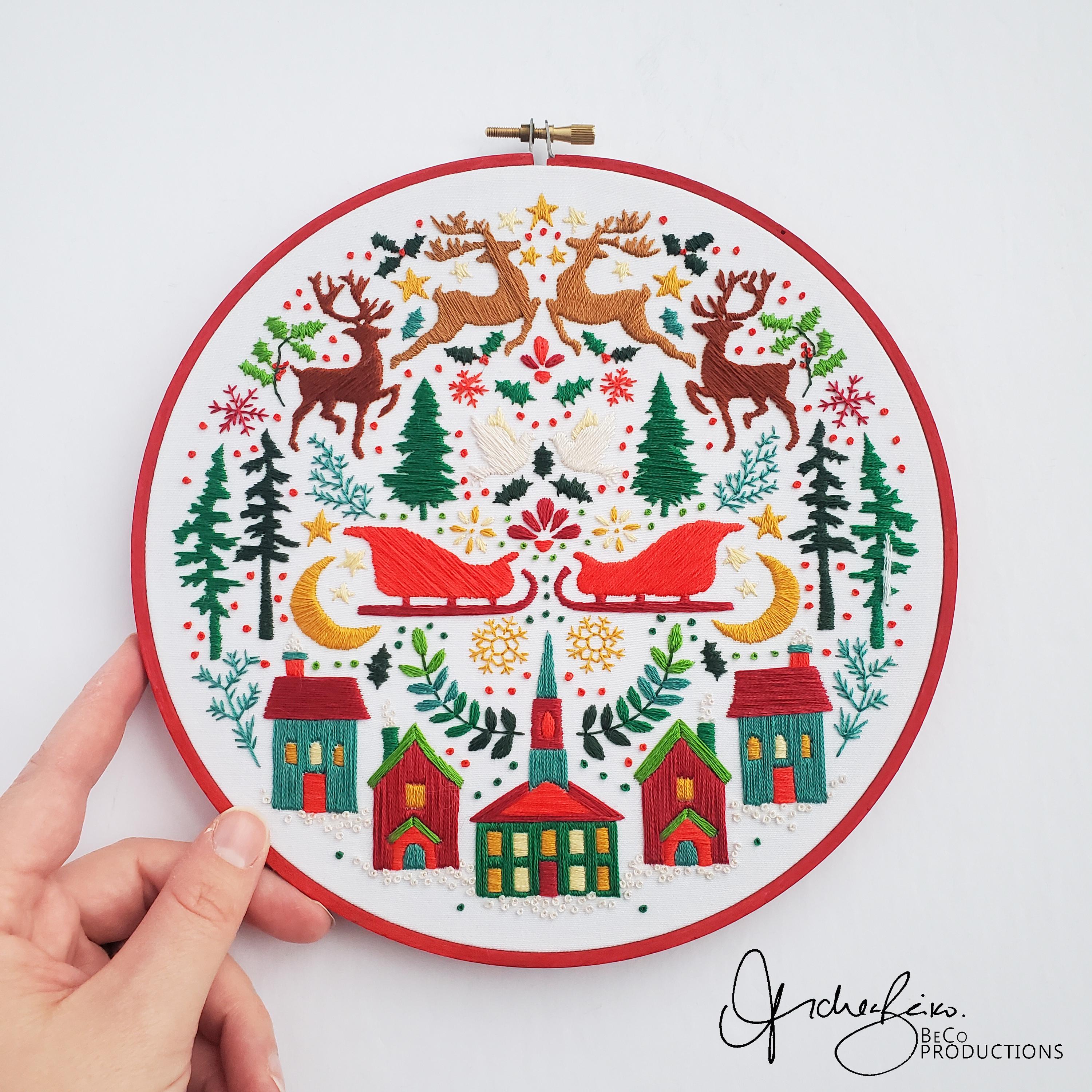 Christmas Folk Art Inspired Series - PDF Digital Download Embroidery Pattern & Guide