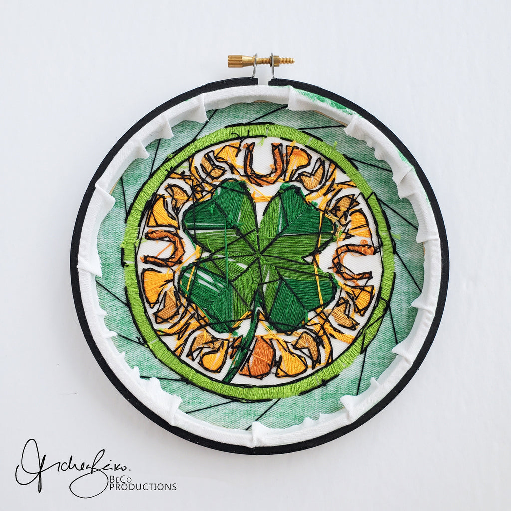 MARCH Monthly Series Stained Glass Four Leaf Clover- PDF Digital Download Embroidery Pattern & Guide