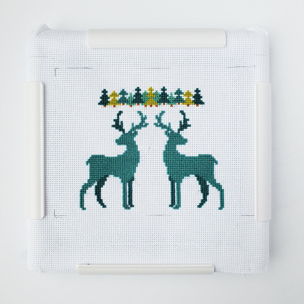 Winter Deer Folk Art Scene - PDF Digital Download Cross Stitch Pattern & Guide