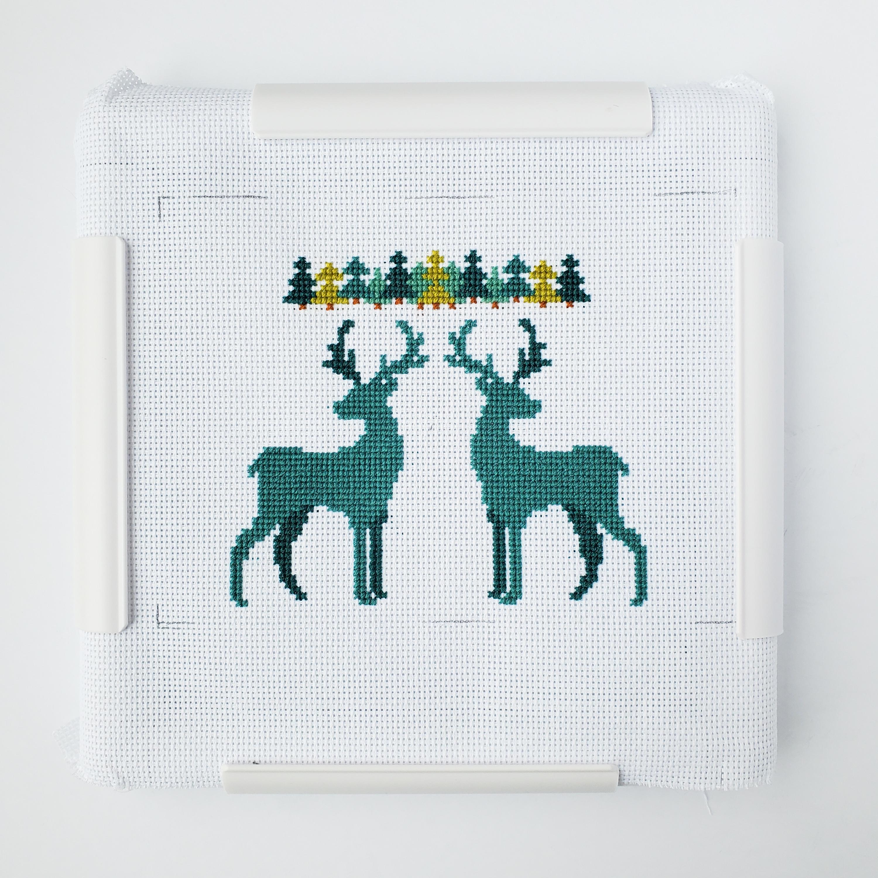 Winter Deer Folk Art Scene - PDF Digital Download Cross Stitch Pattern & Guide