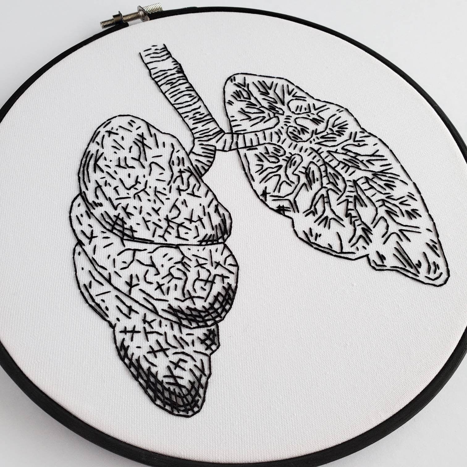 Lungs Anatomy - PDF Digital Download Embroidery Pattern & Guide