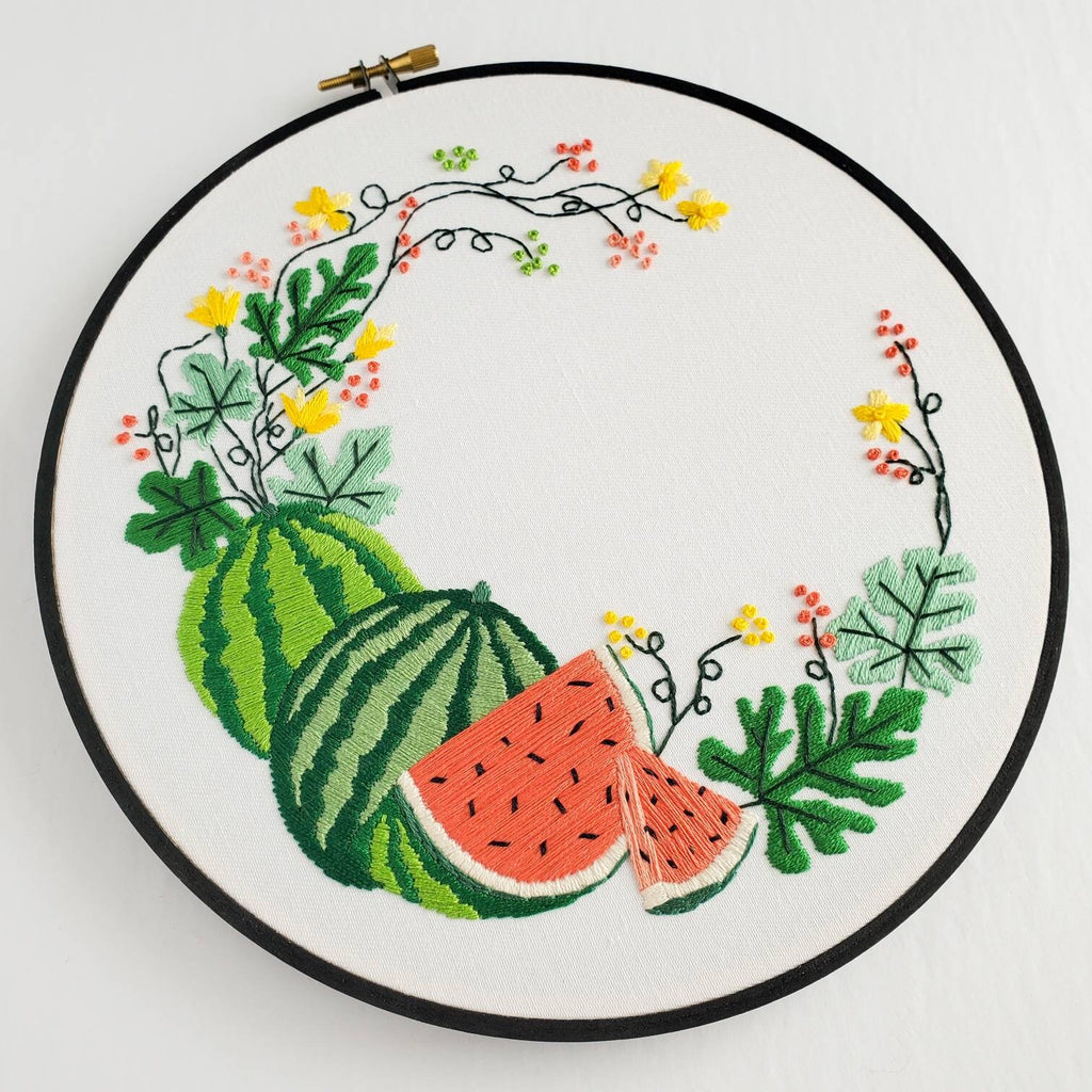Watermelon Wreath - PDF Digital Download Embroidery Pattern & Guide