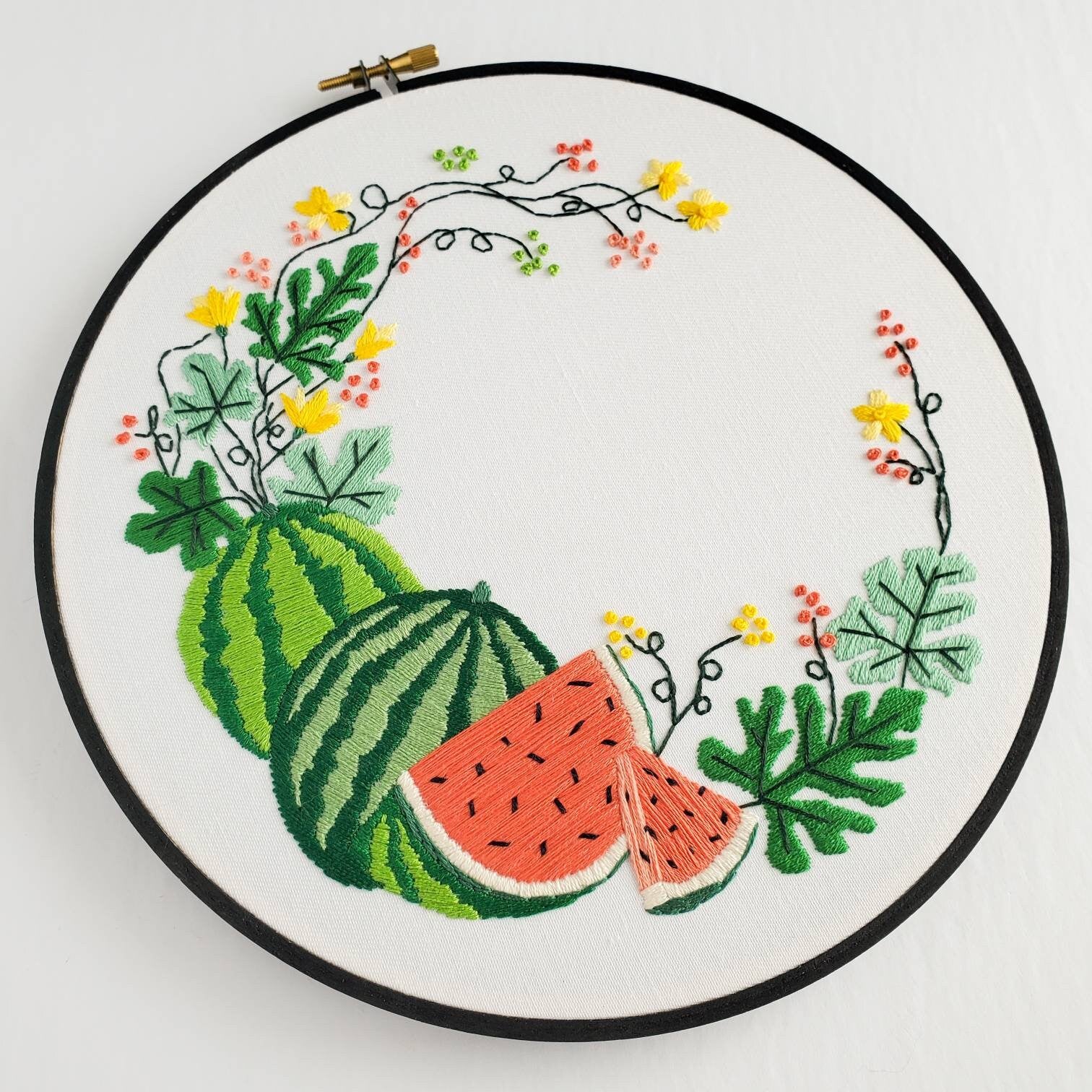 Watermelon Wreath - PDF Digital Download Embroidery Pattern & Guide