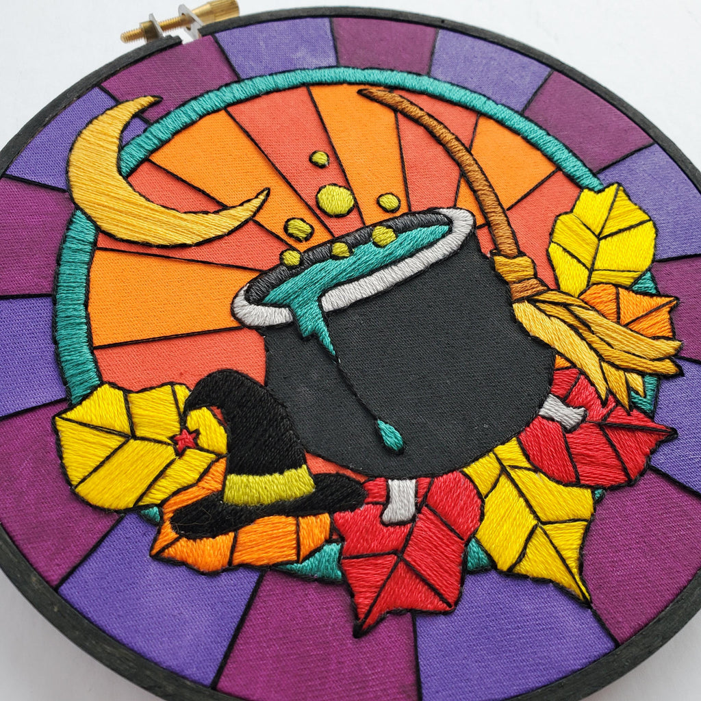 Halloween Stained Glass BUNDLE - PDF Digital Download Embroidery Pattern & Guide