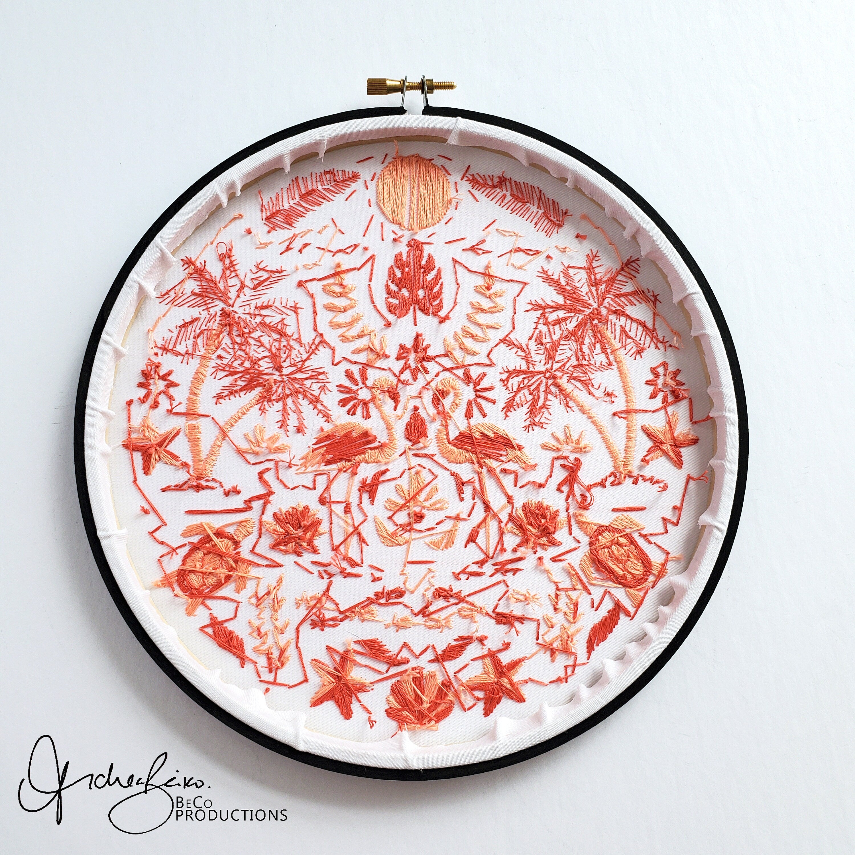 JULY Monthly Monochromatic Folk Art Inspired Series - PDF Digital Download Embroidery Pattern & Guide