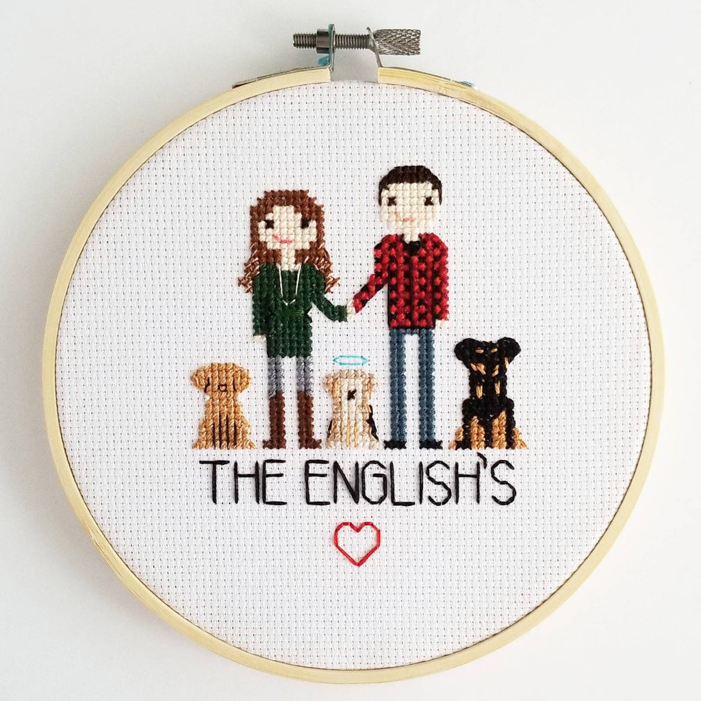 Custom Family Cross Stitch Portrait