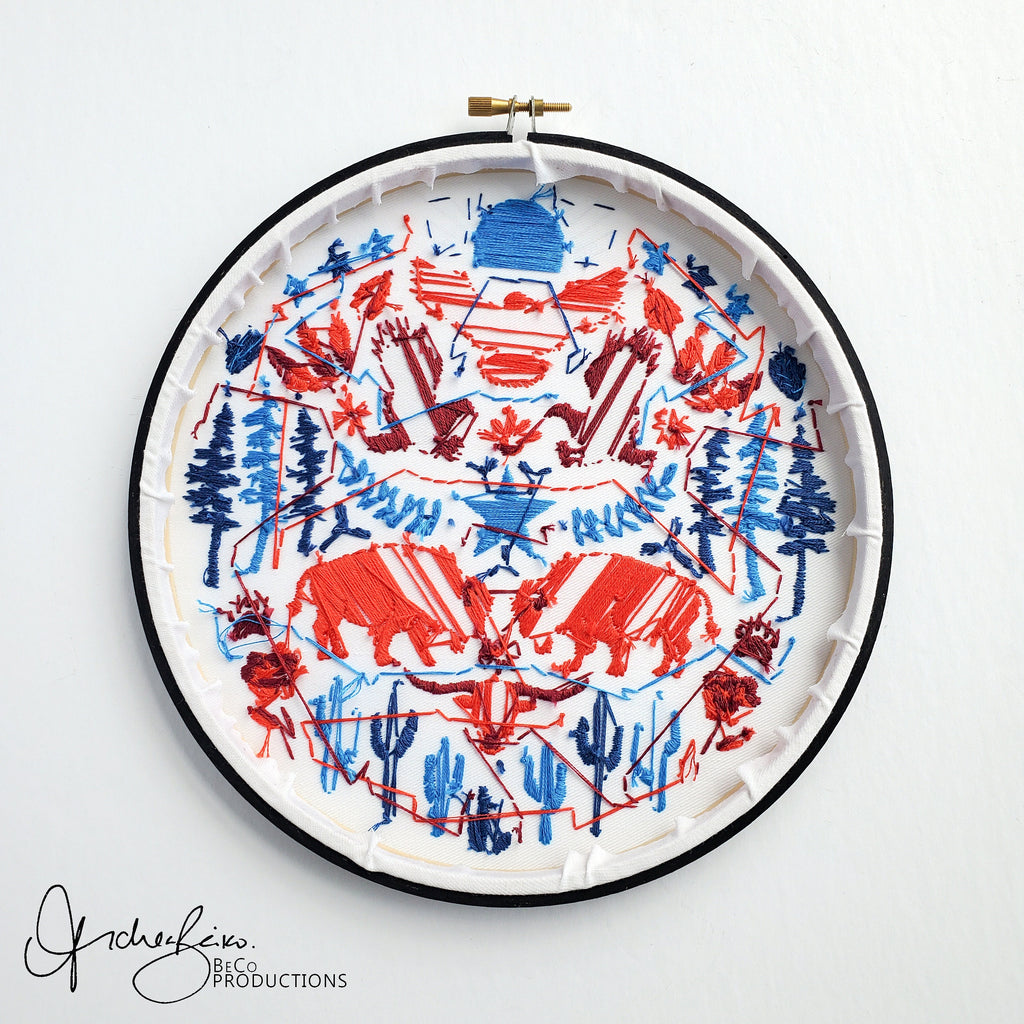 USA American Folk Art Inspired Series - PDF Digital Download Embroidery Pattern & Guide