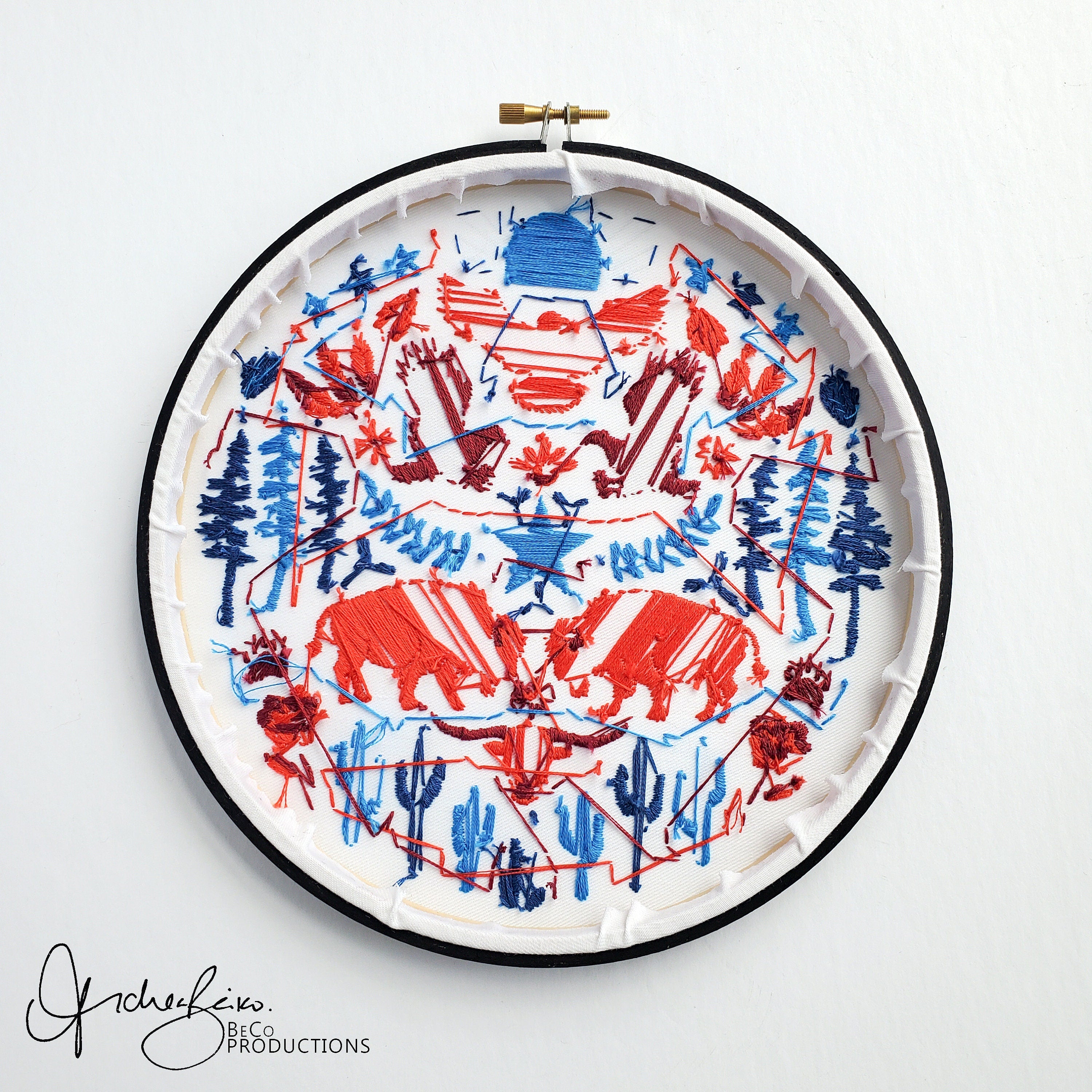 USA American Folk Art Inspired Series - PDF Digital Download Embroidery Pattern & Guide