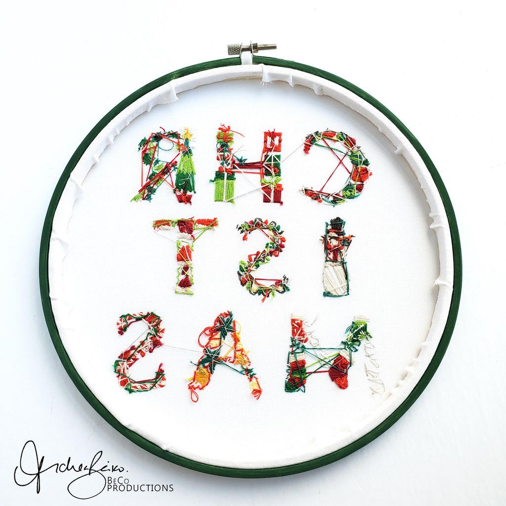 Christmas Text - PDF Digital Download Embroidery Pattern & Guide