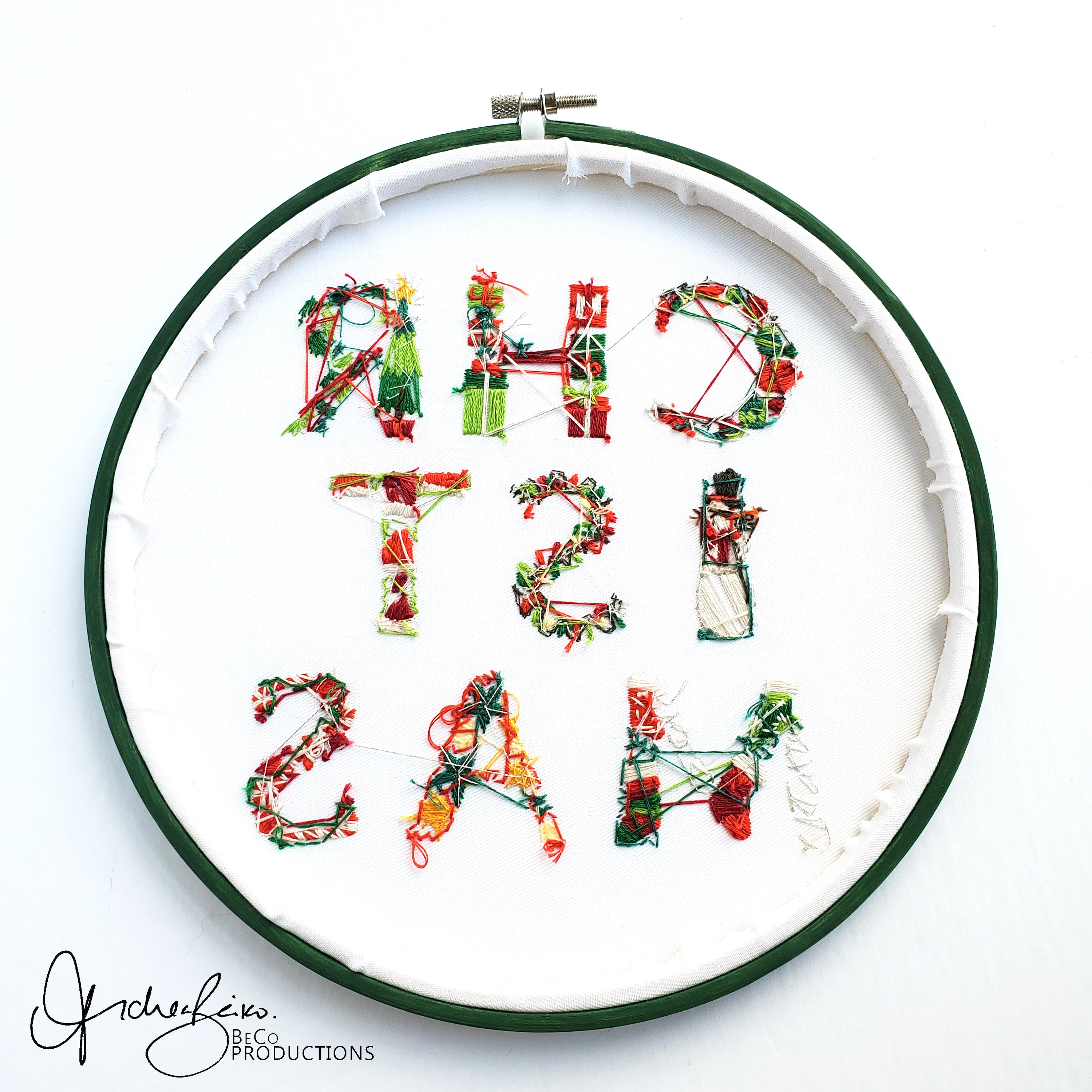 Christmas Text - PDF Digital Download Embroidery Pattern & Guide