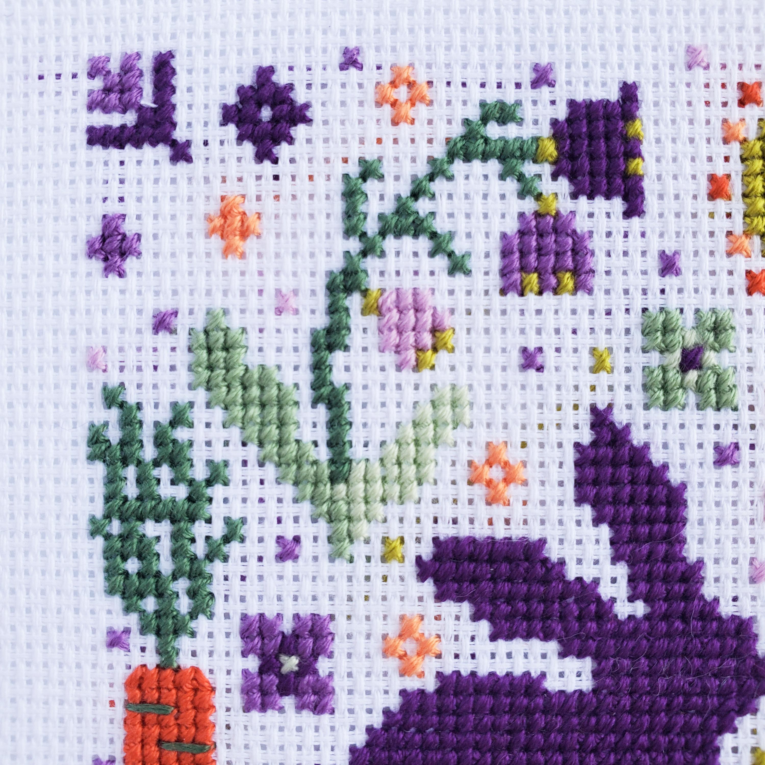 Spring Rabbit Folk Art Scene - PDF Digital Download Cross Stitch Pattern & Guide