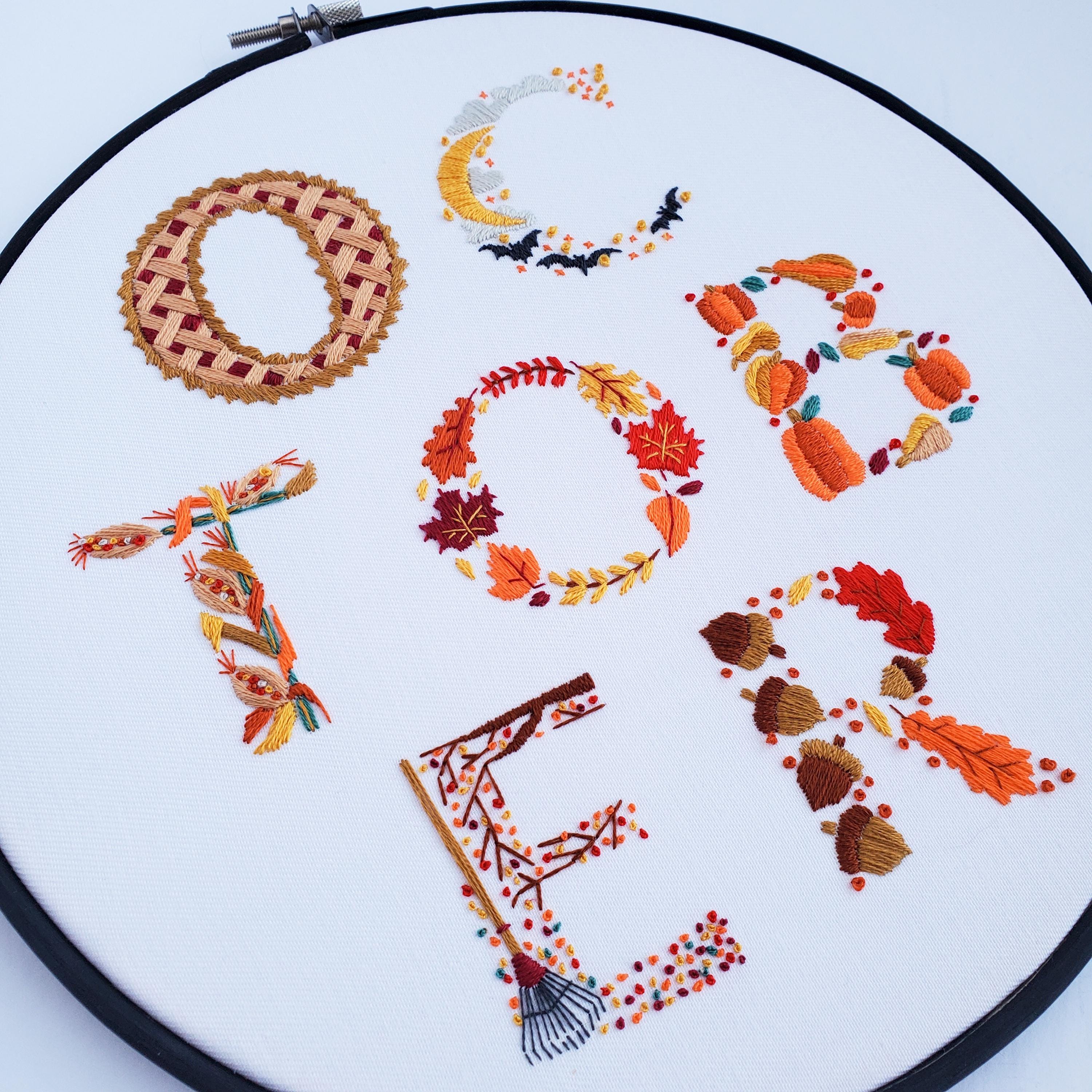 OCTOBER Monthly Text Series - PDF Digital Download Embroidery Series Pattern & Guide
