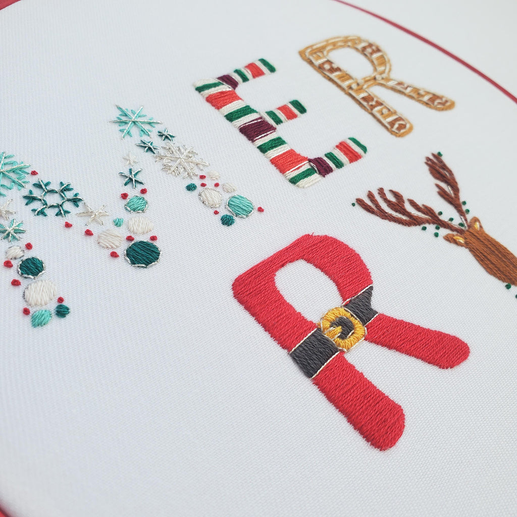 Merry Text -  PDF Digital Download Embroidery Pattern & Guide