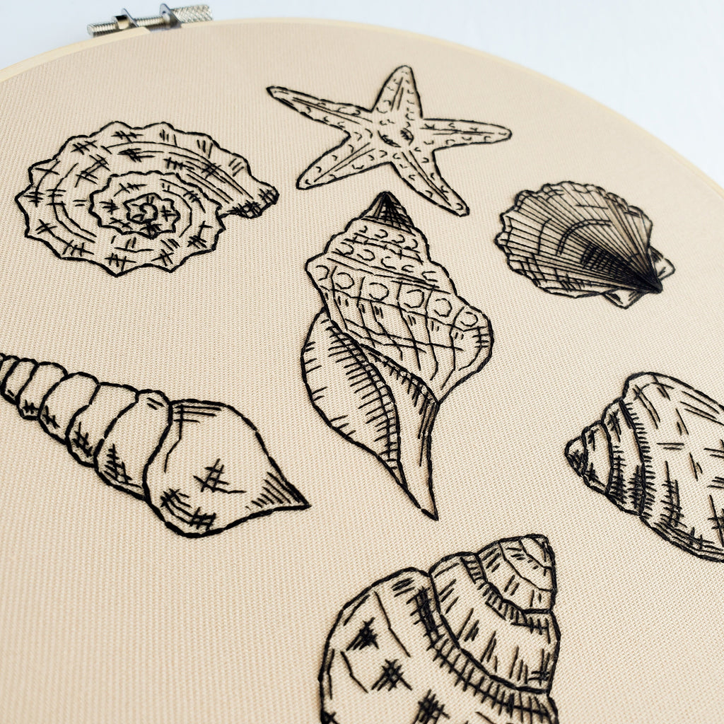 Seashell Drawing - PDF Digital Download Embroidery Pattern and Guide