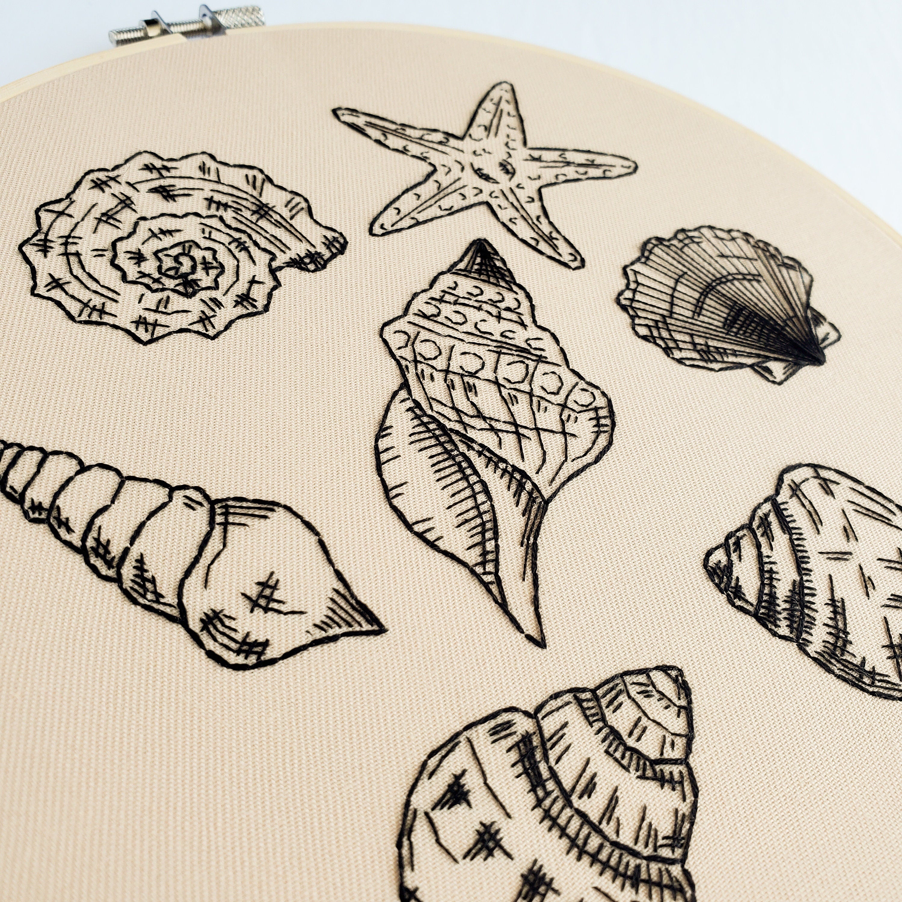 Seashell Drawing - PDF Digital Download Embroidery Pattern and Guide