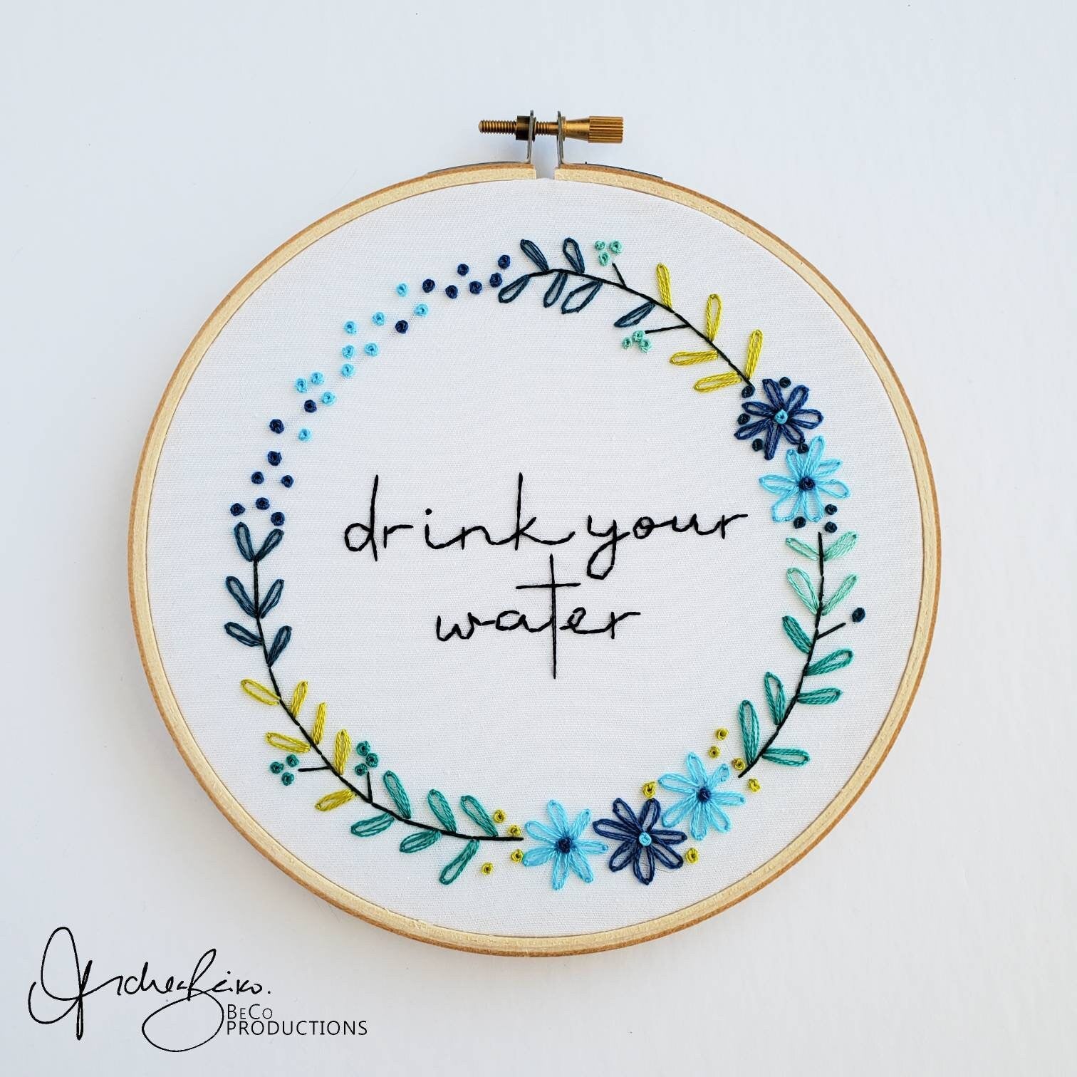 Take Your Meds, Drink Your Water - PDF Digital Download Embroidery Pattern & Guide