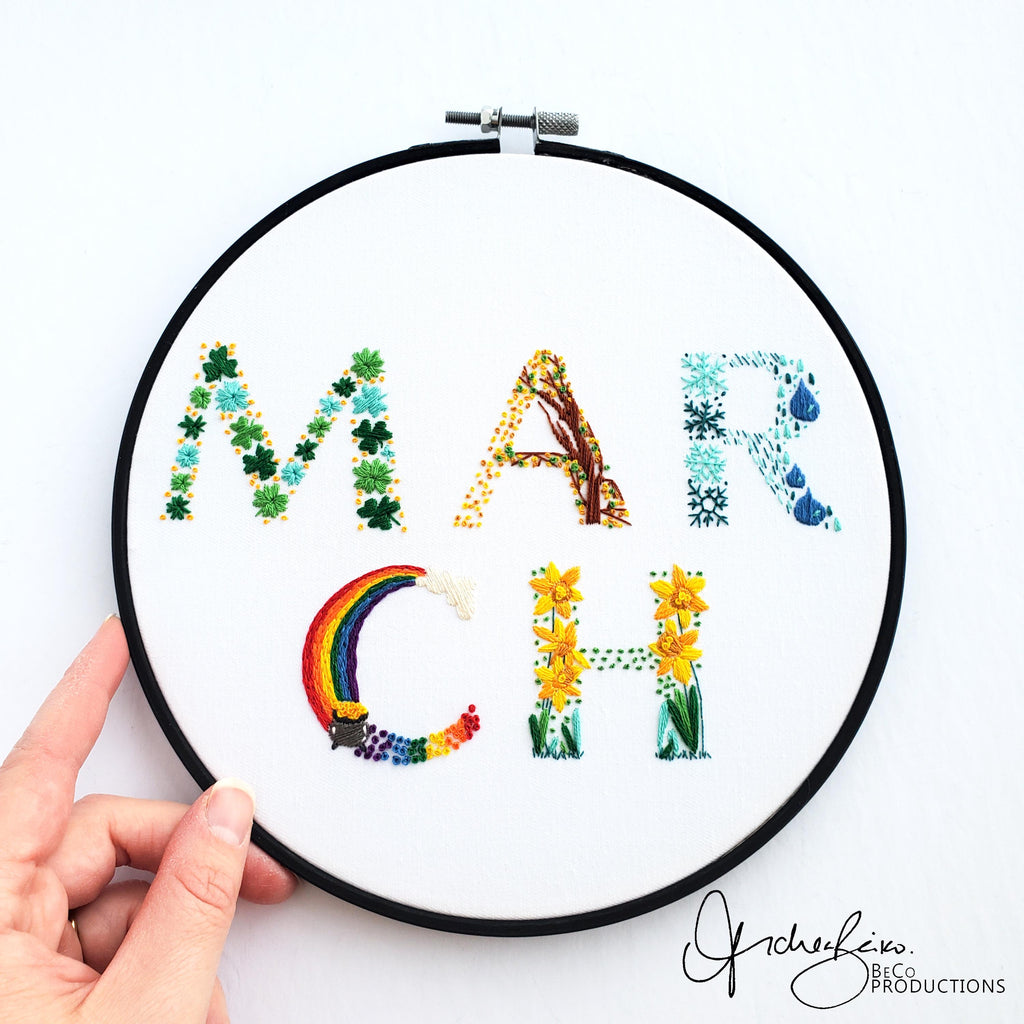 MARCH Monthly Text Series - PDF Digital Download Embroidery Series Pattern & Guide