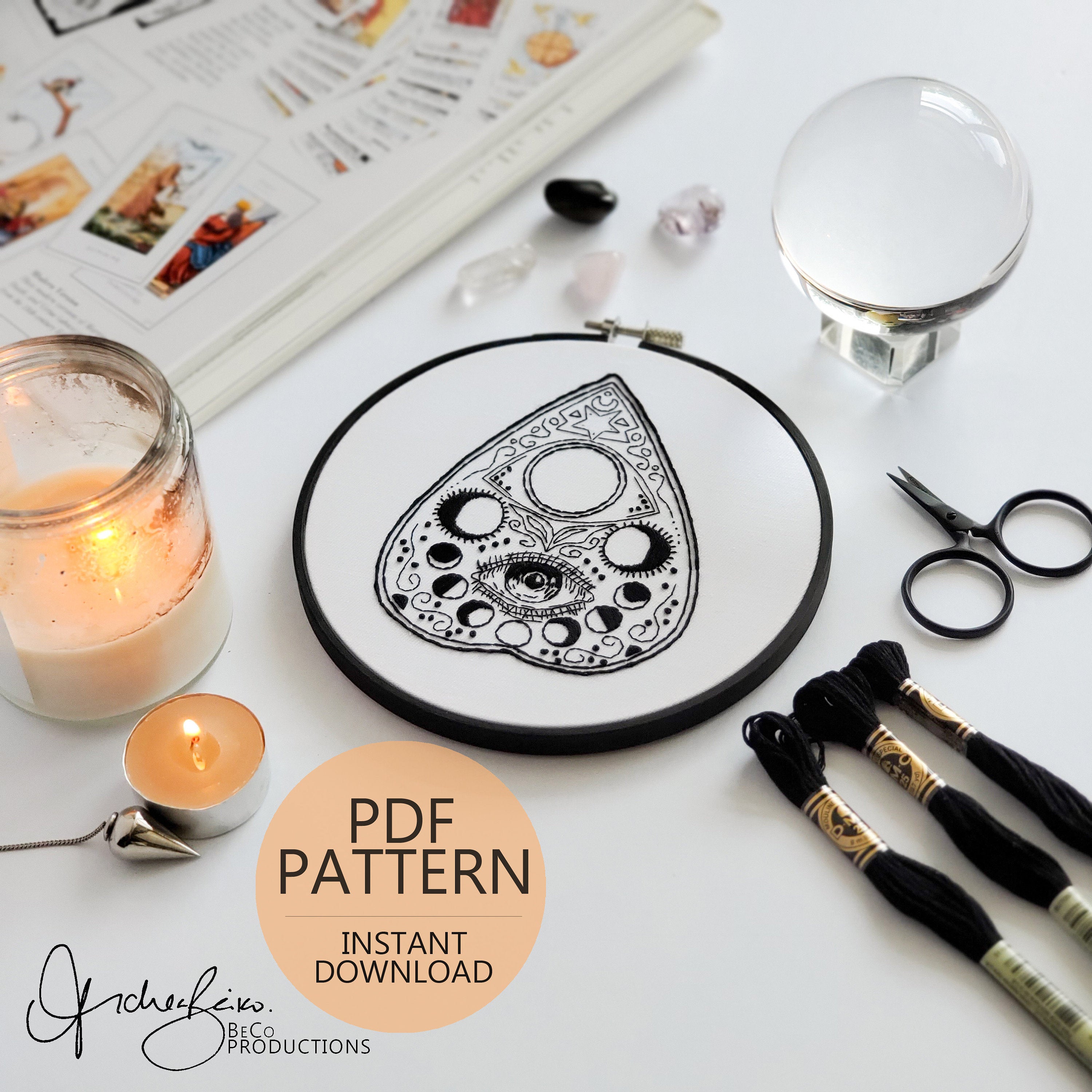 Planchette Outline - PDF Digital Download Embroidery Pattern & Guide