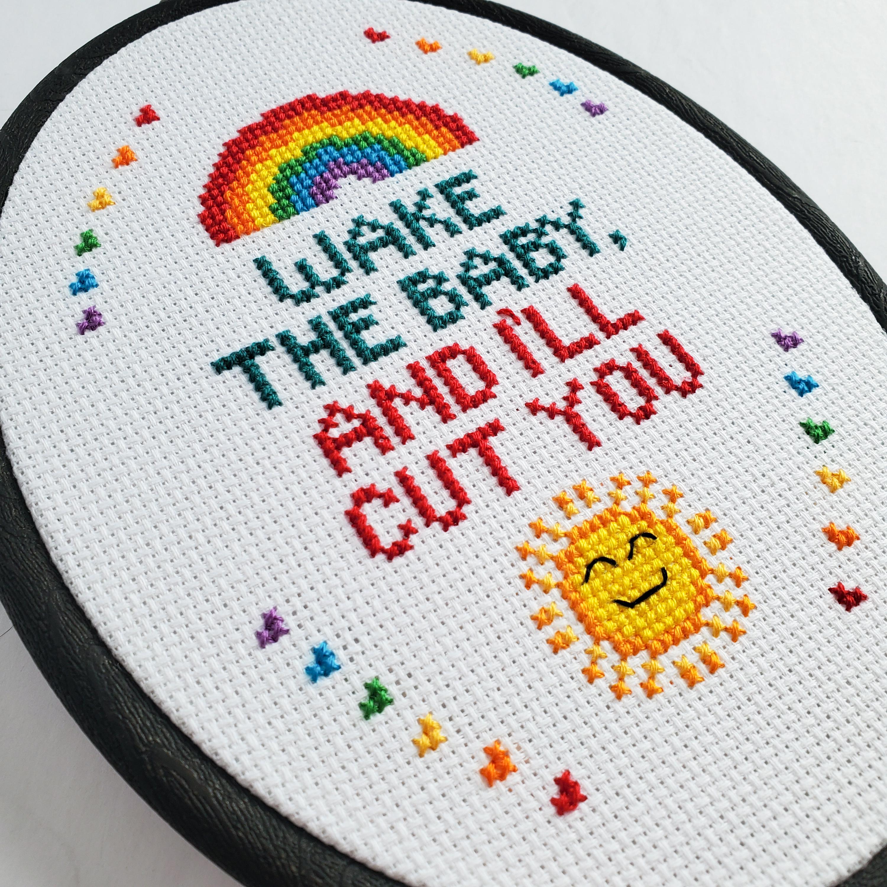 Wake The Baby, And I'll Cut You - PDF Digital Download Cross Stitch Pattern & Guide