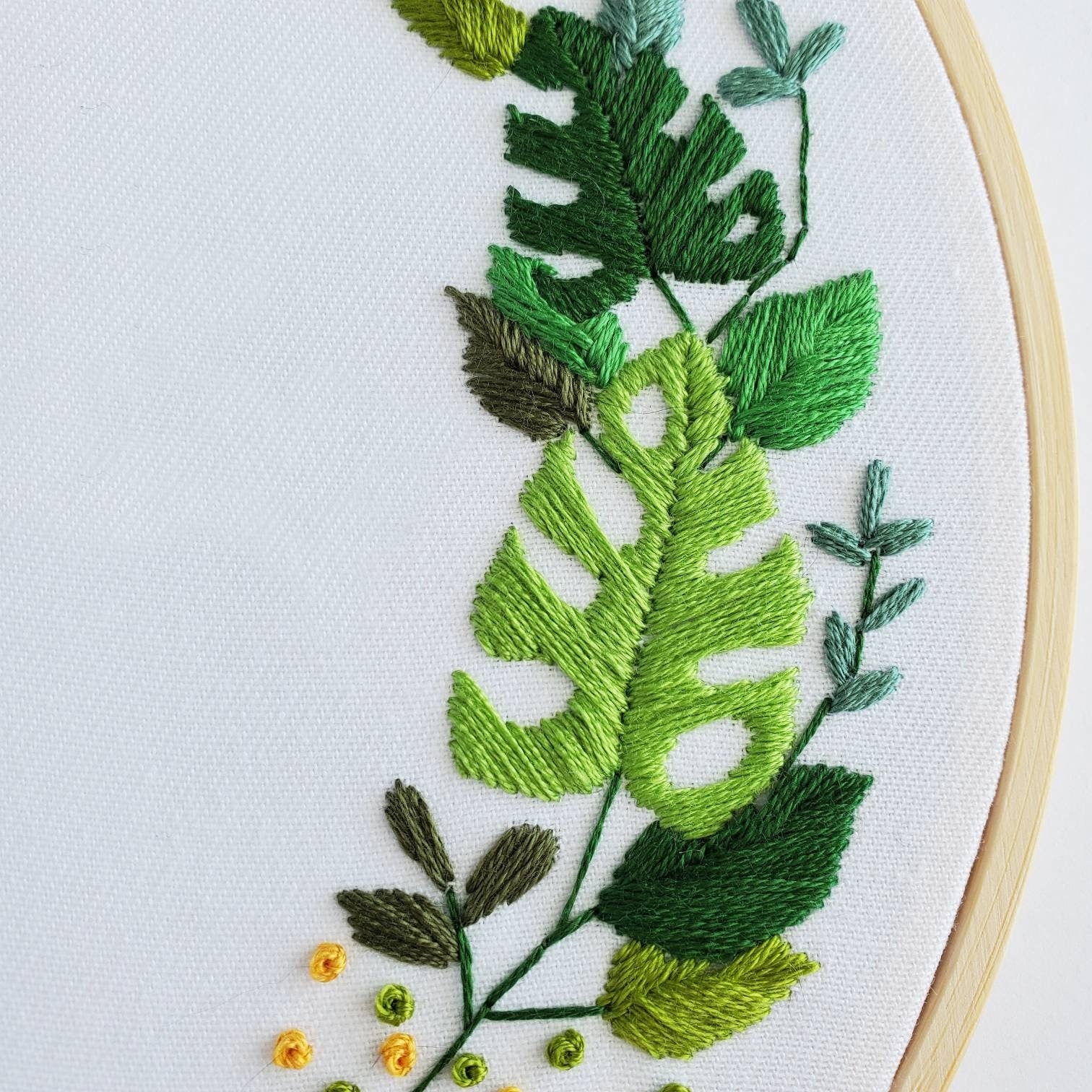 Monstera Leaf Wreath - PDF Digital Download Embroidery Pattern & Guide