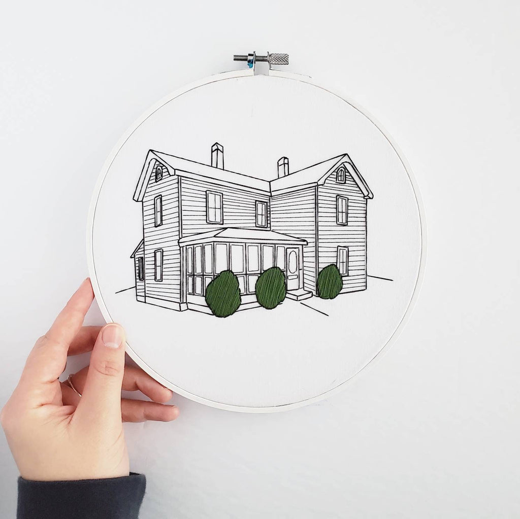 Custom Embroidered House Portrait