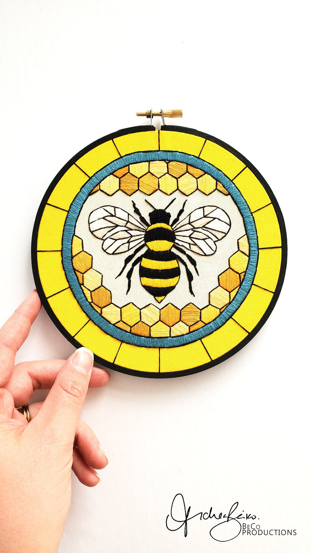 MAY Monthly Series Stained Glass Honey Bee- PDF Digital Download Embroidery Pattern & Guide