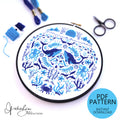JUNE Monthly Monochromatic Folk Art Inspired Series - PDF Digital Download Embroidery Pattern & Guide