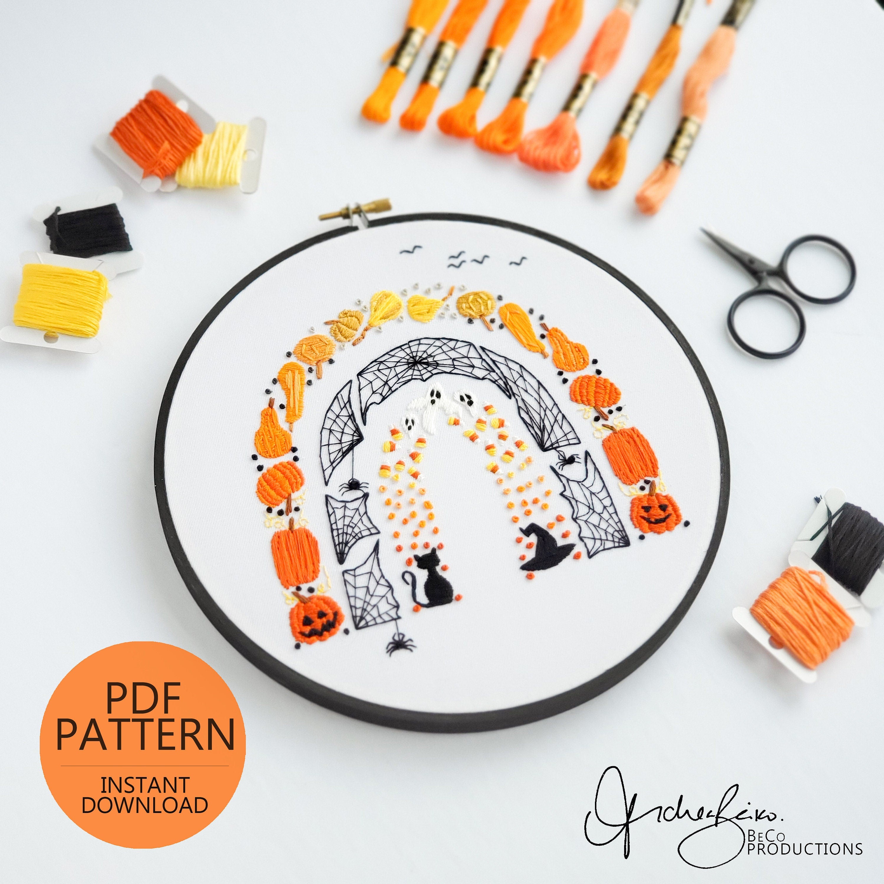 Halloween Rainbow - PDF Digital Download Embroidery Pattern & Guide