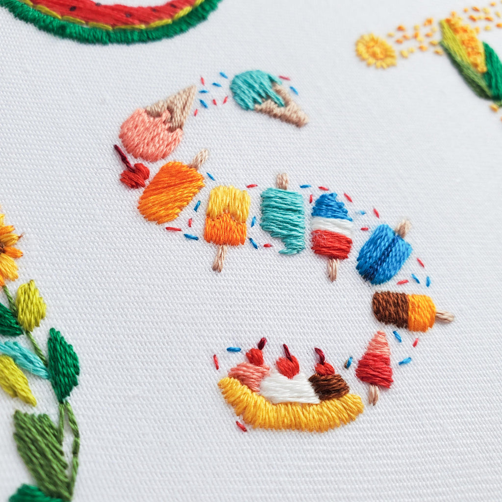 AUGUST Monthly Text Series - PDF Digital Download Embroidery Series Pattern & Guide