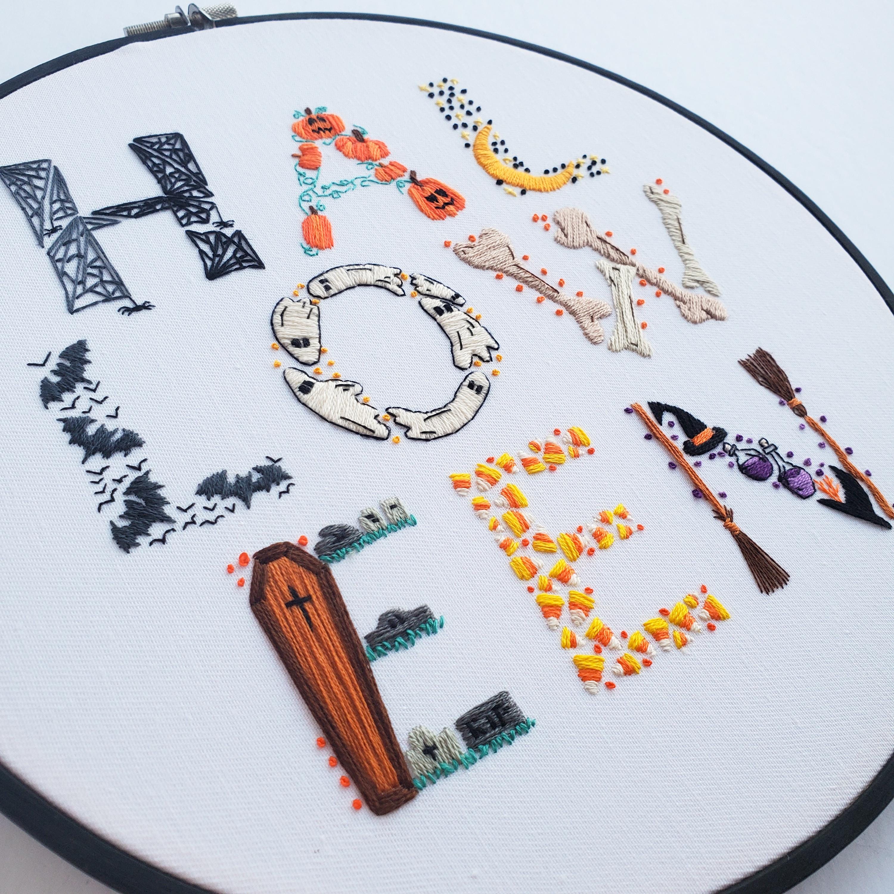 HALLOWEEN Text - PDF Digital Download Embroidery Pattern & Guide