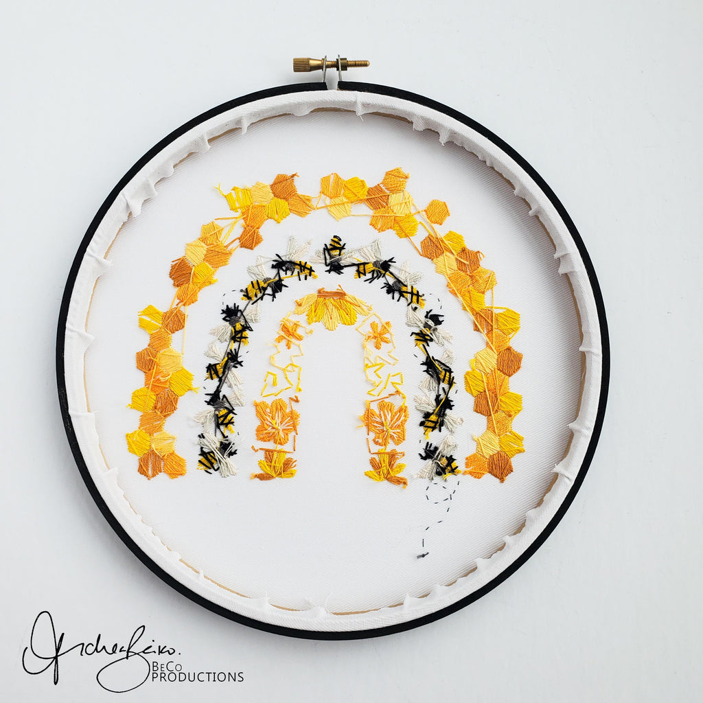 Bee Rainbow - PDF Digital Download Embroidery Pattern & Guide