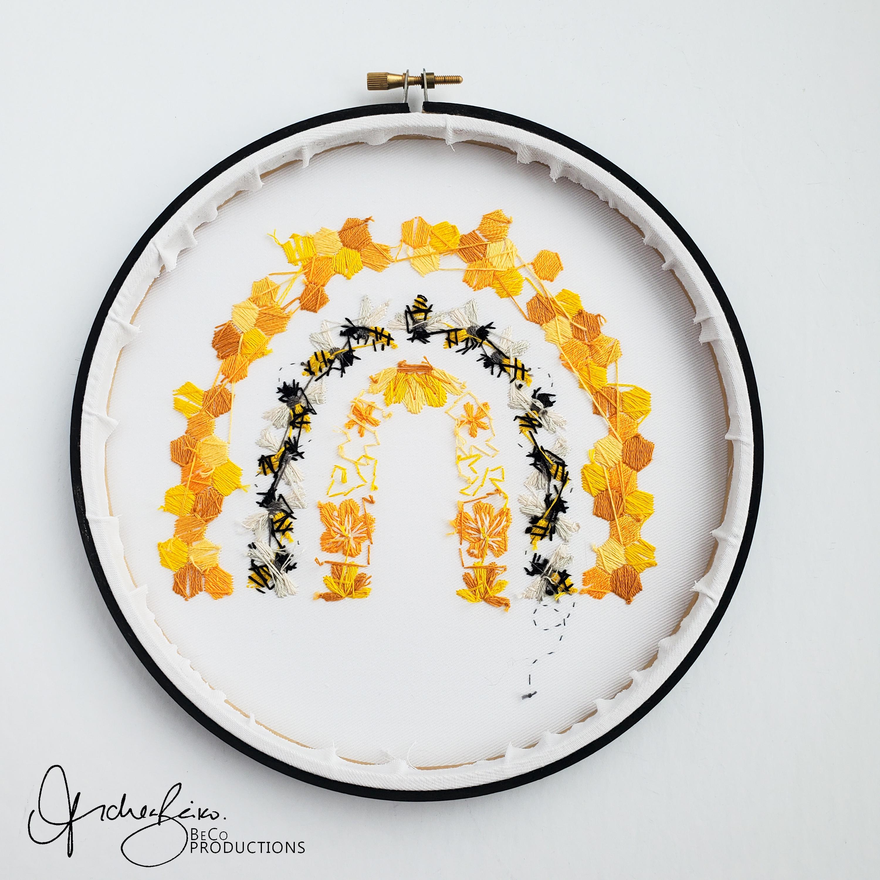 Bee Rainbow - PDF Digital Download Embroidery Pattern & Guide