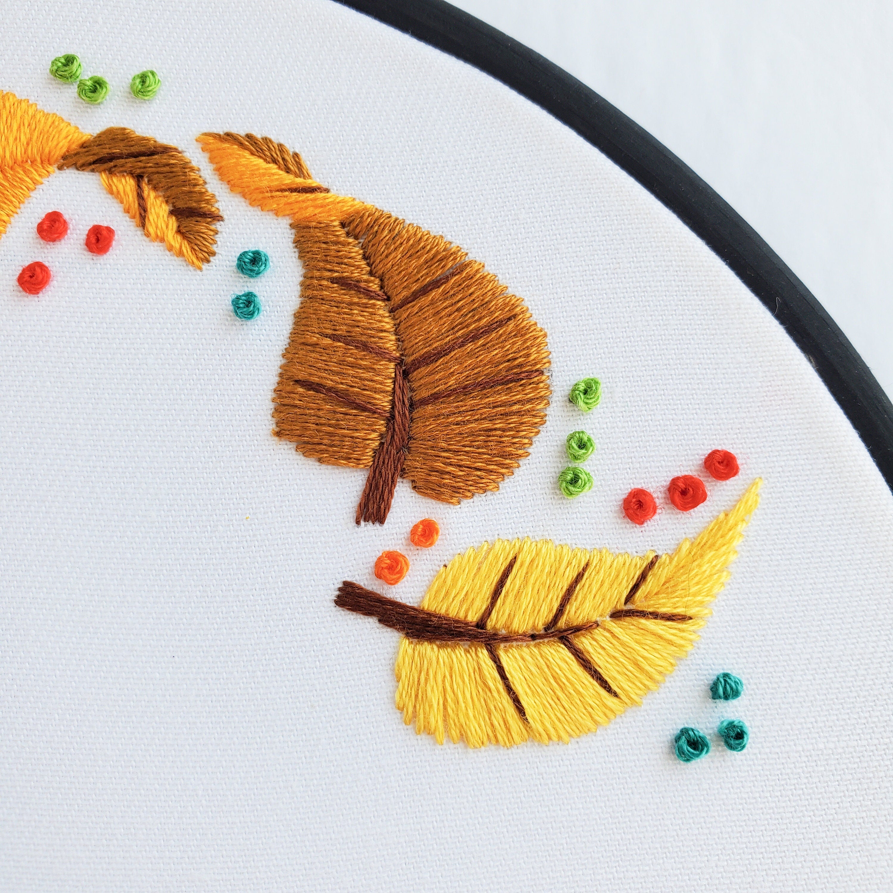 Leafy Autumn Wreath - PDF Digital Download Embroidery Pattern & Guide