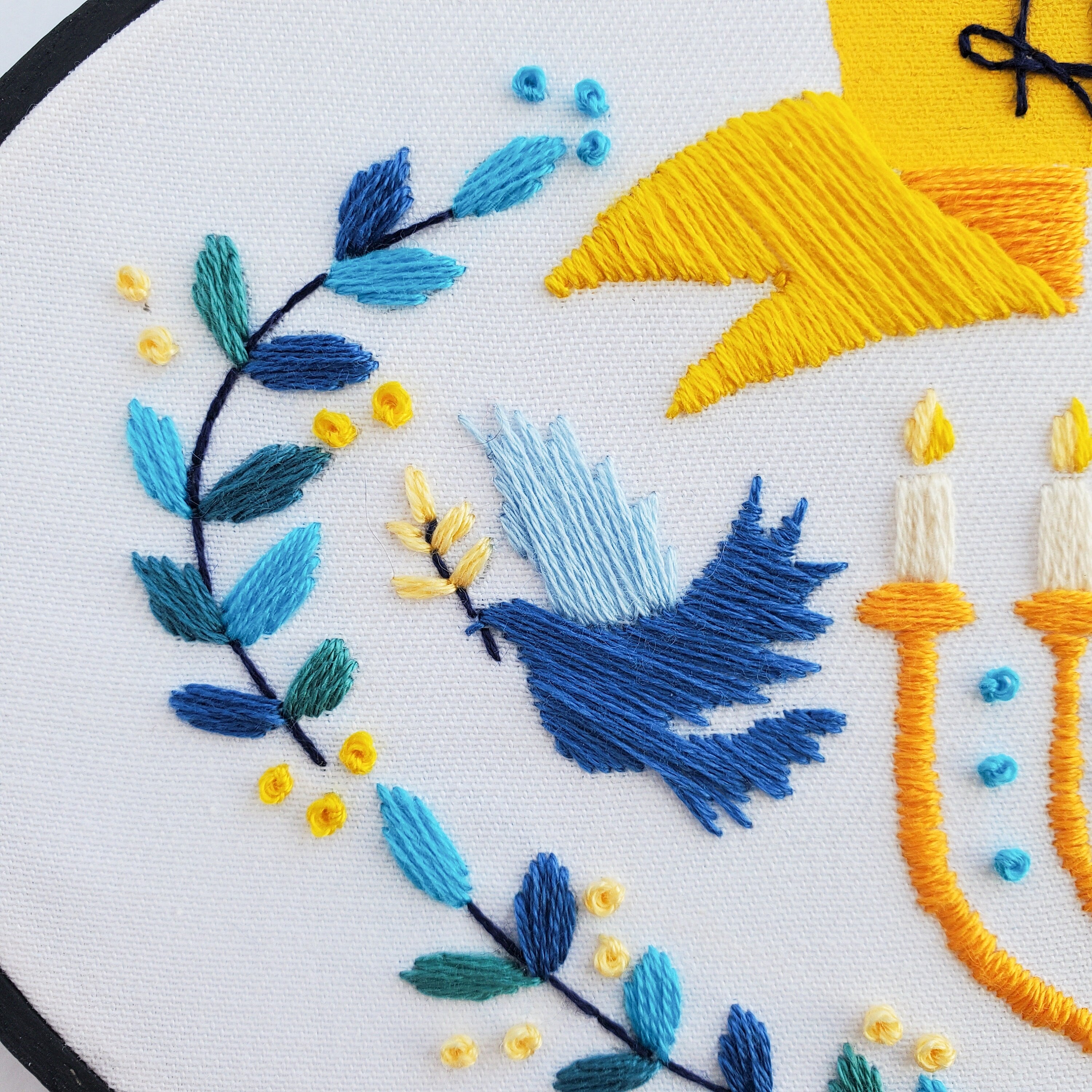 Happy Hanukkah Wreath - PDF Digital Download Embroidery Pattern & Guide