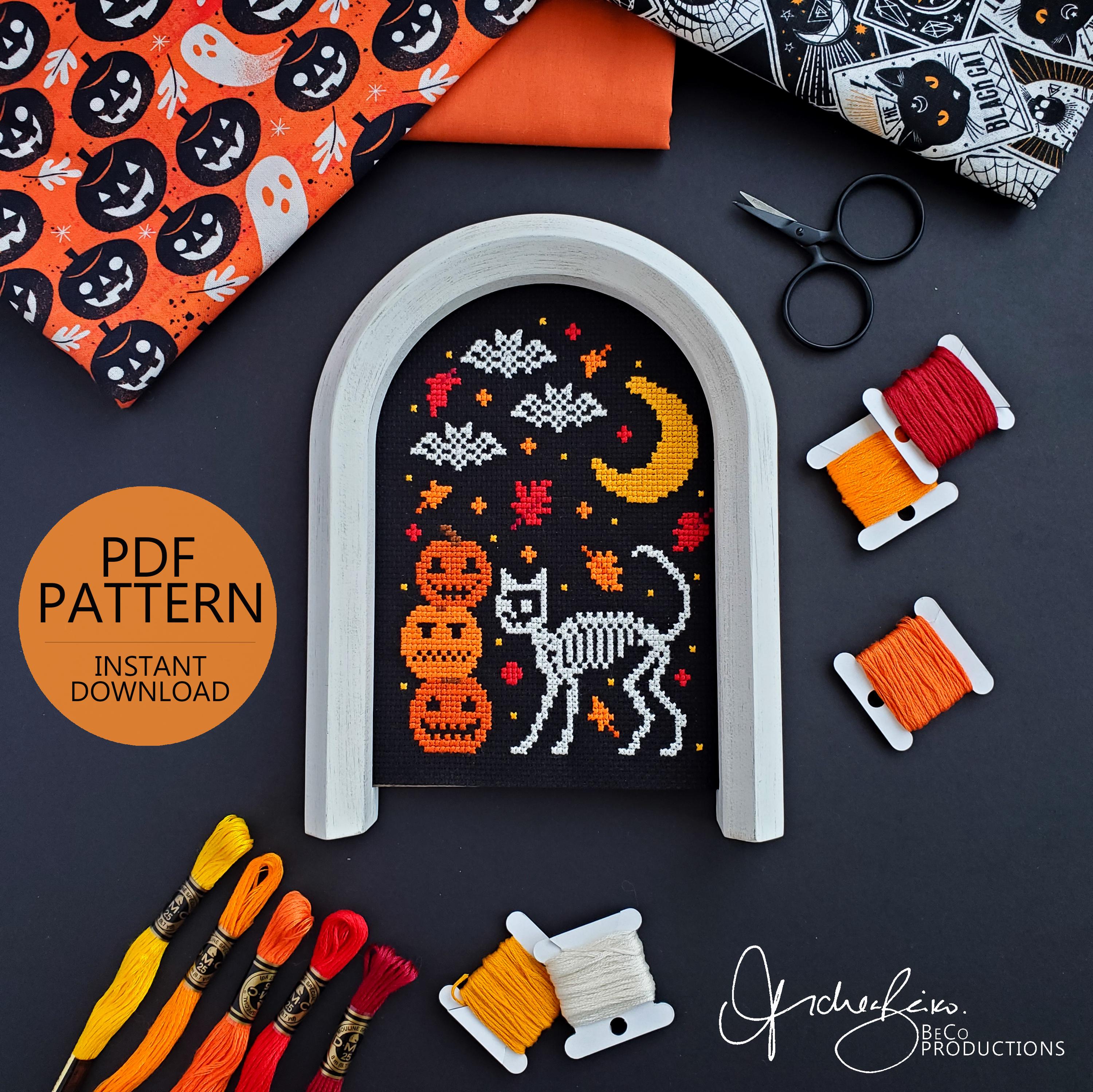 Cat Skeleton - PDF Digital Download Cross Stitch Pattern & Guide