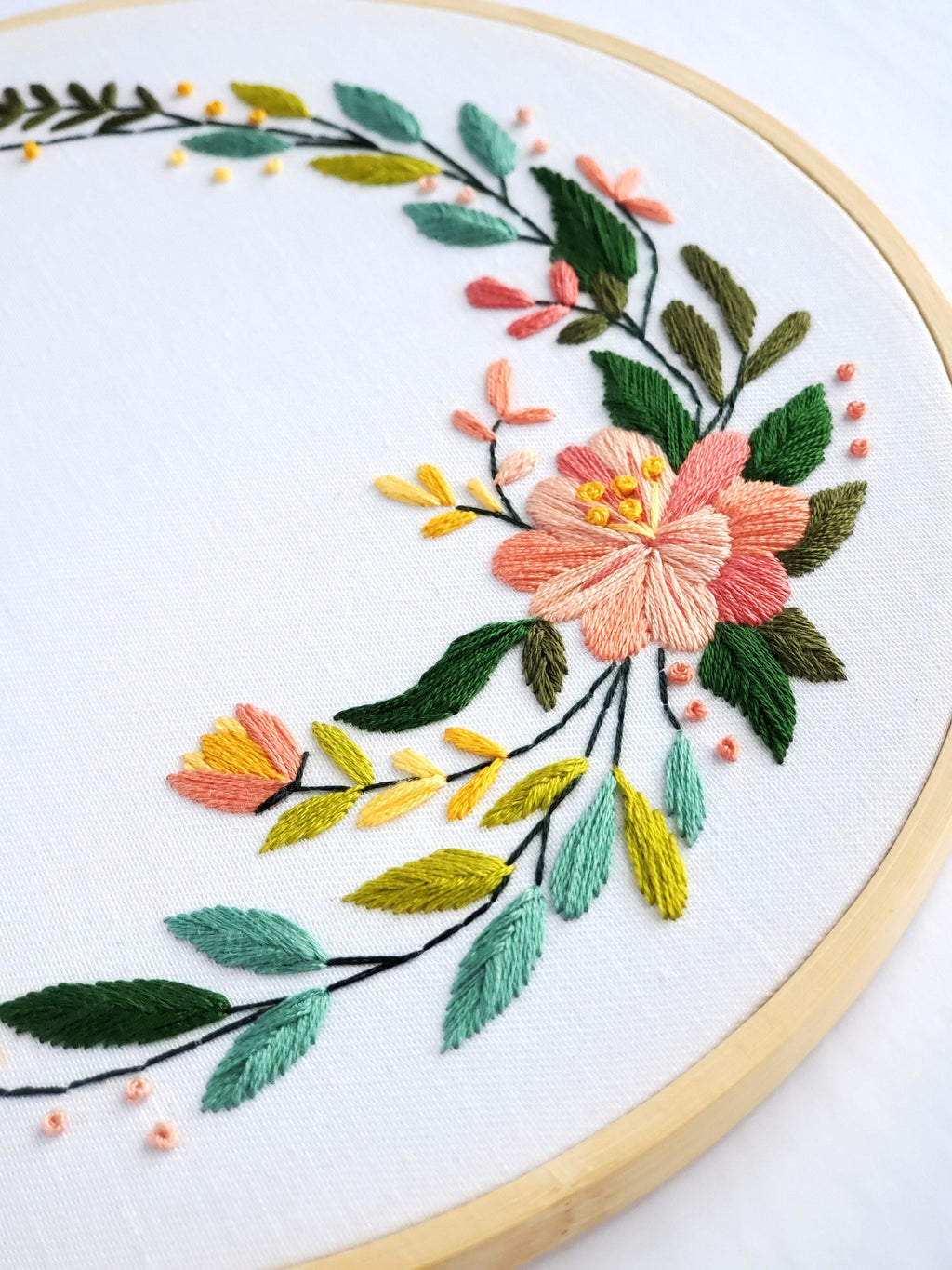 Chase Your Dreams Floral Wreath - PDF Digital Download Embroidery Pattern & Guide