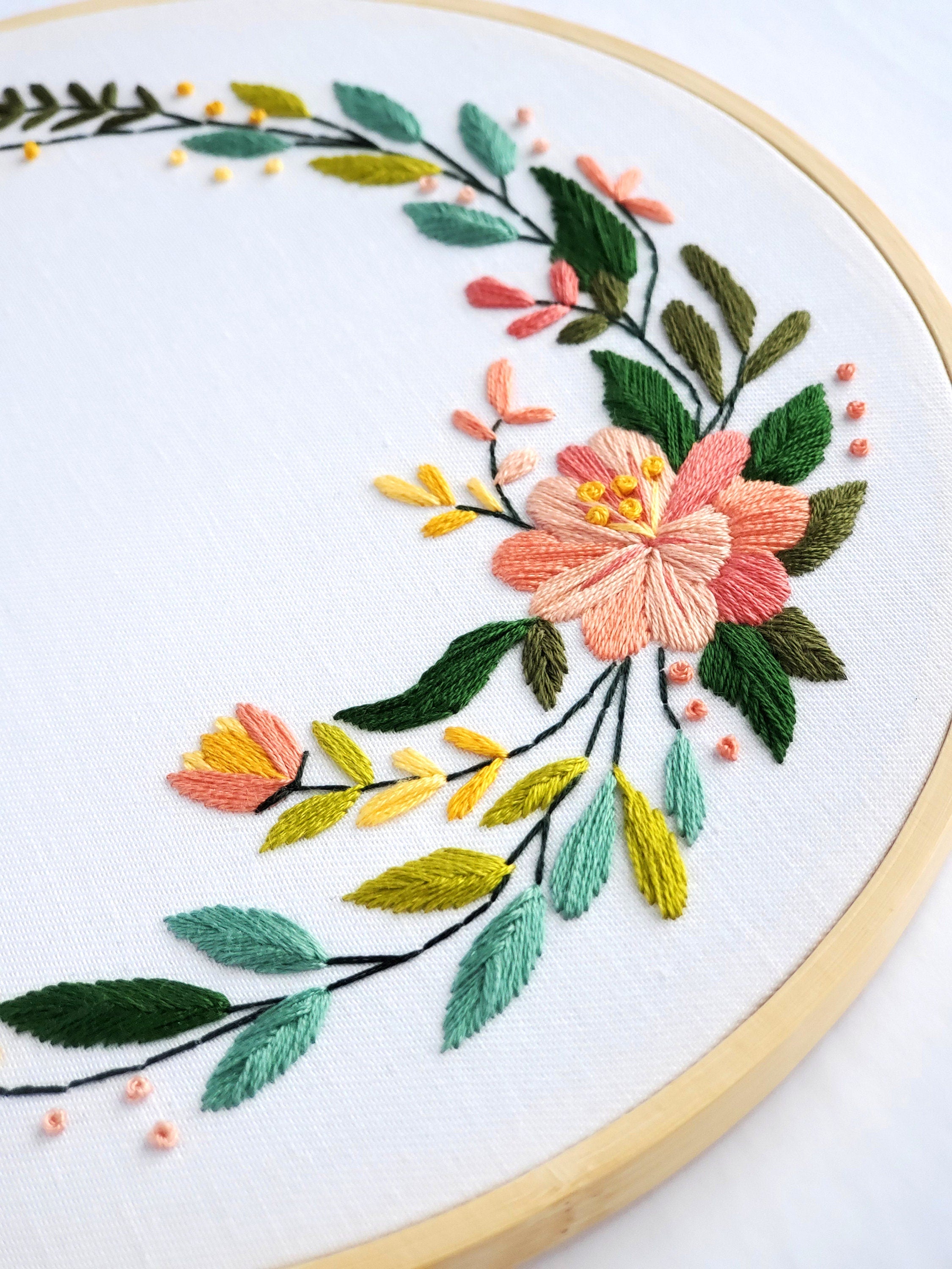 Chase Your Dreams Floral Wreath - PDF Digital Download Embroidery Pattern & Guide