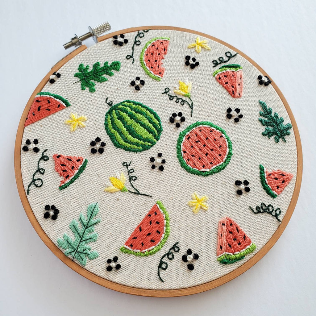 Watermelon Life Cycle Print - PDF DIgital Download Embroidery Pattern & Guide